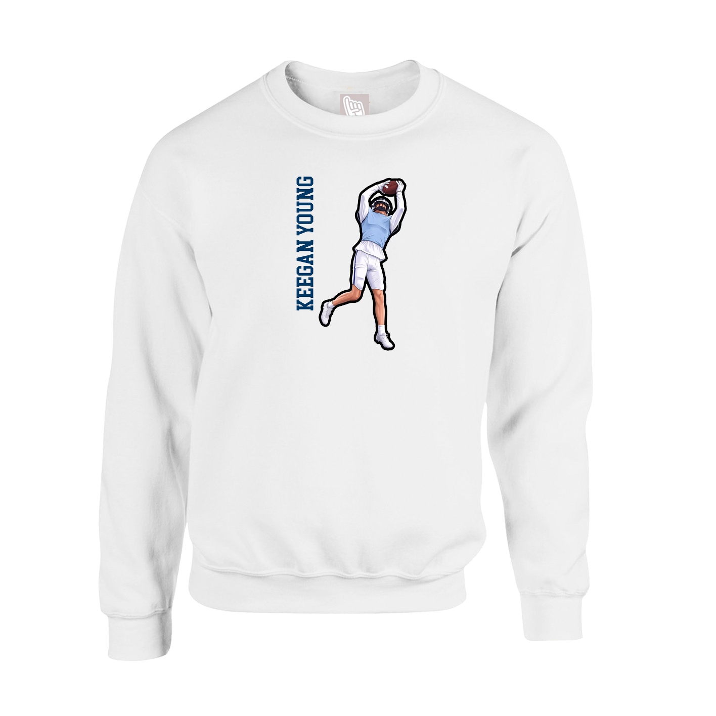 Fleece Crew — Name Vertical in White