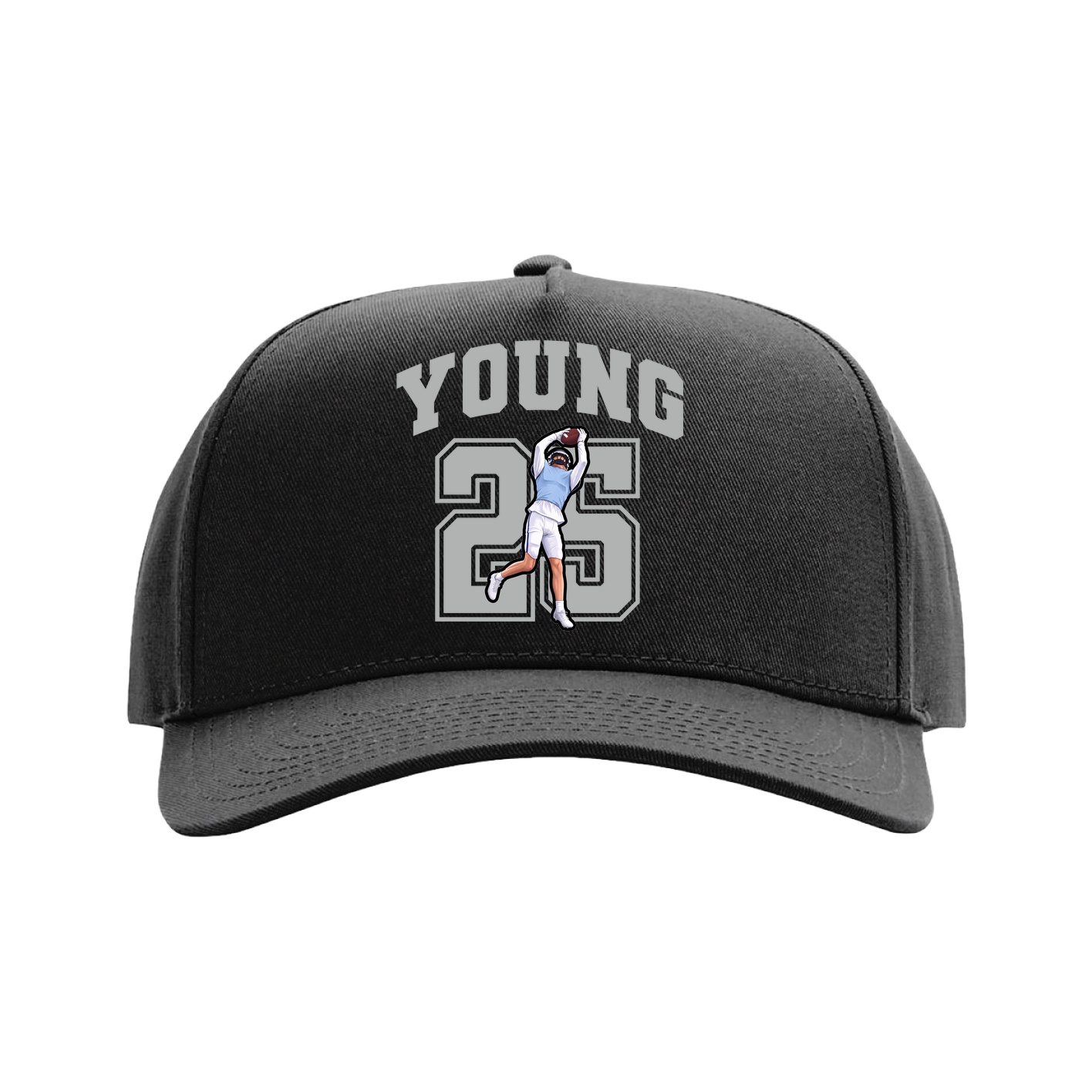 Full Fabric Five-Panel Champ Cap — Number in Black