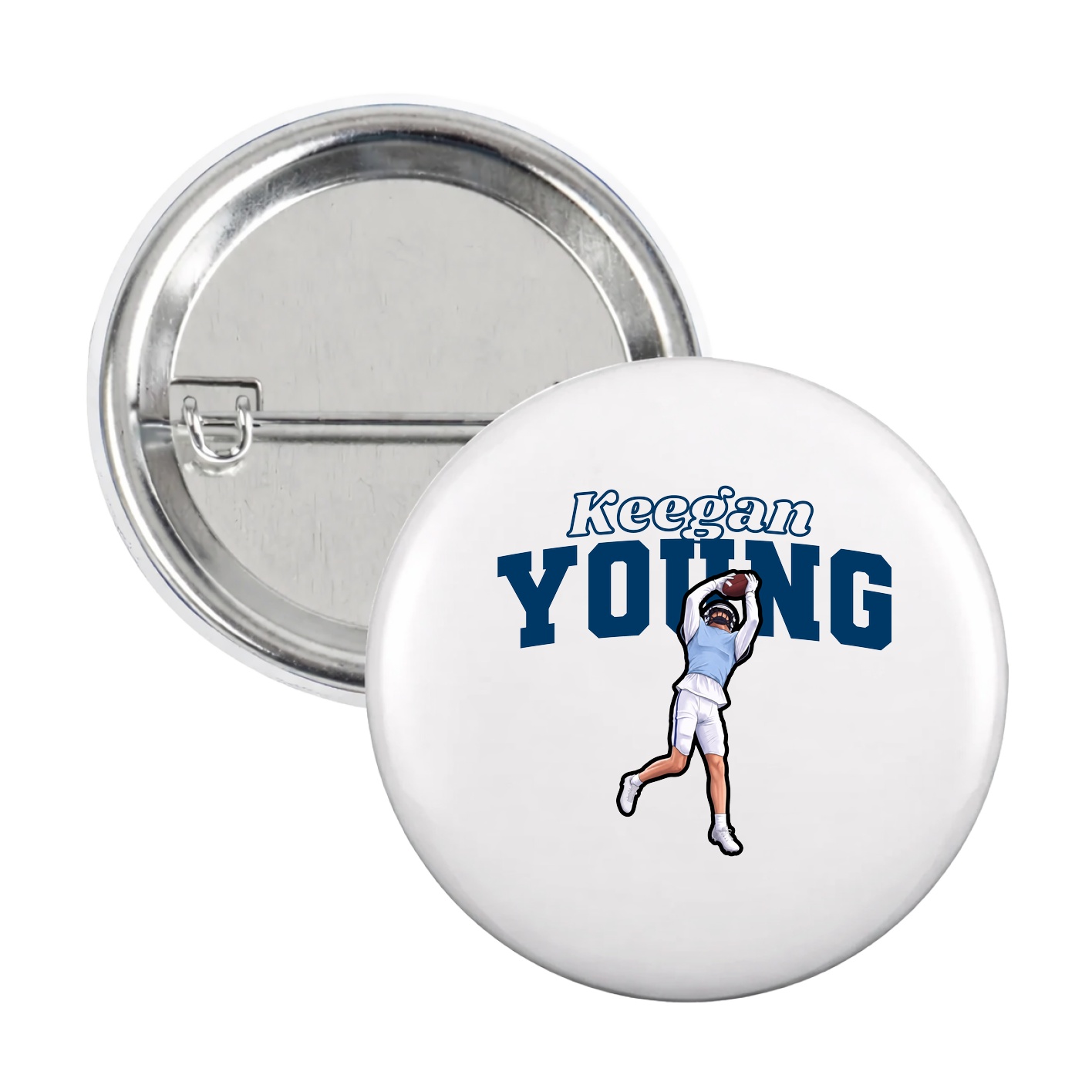 Game Day Button — Name Arch in White