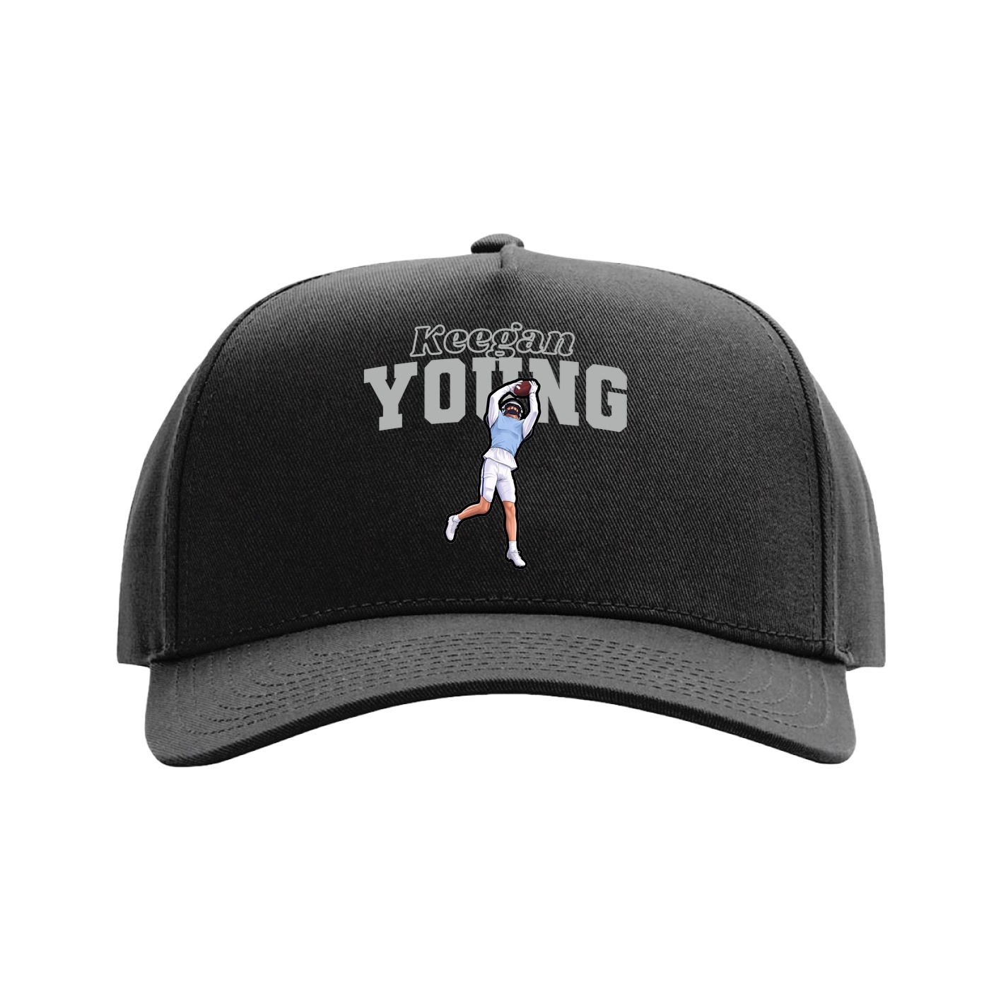 Full Fabric Five-Panel Champ Cap — Name Arch in Black