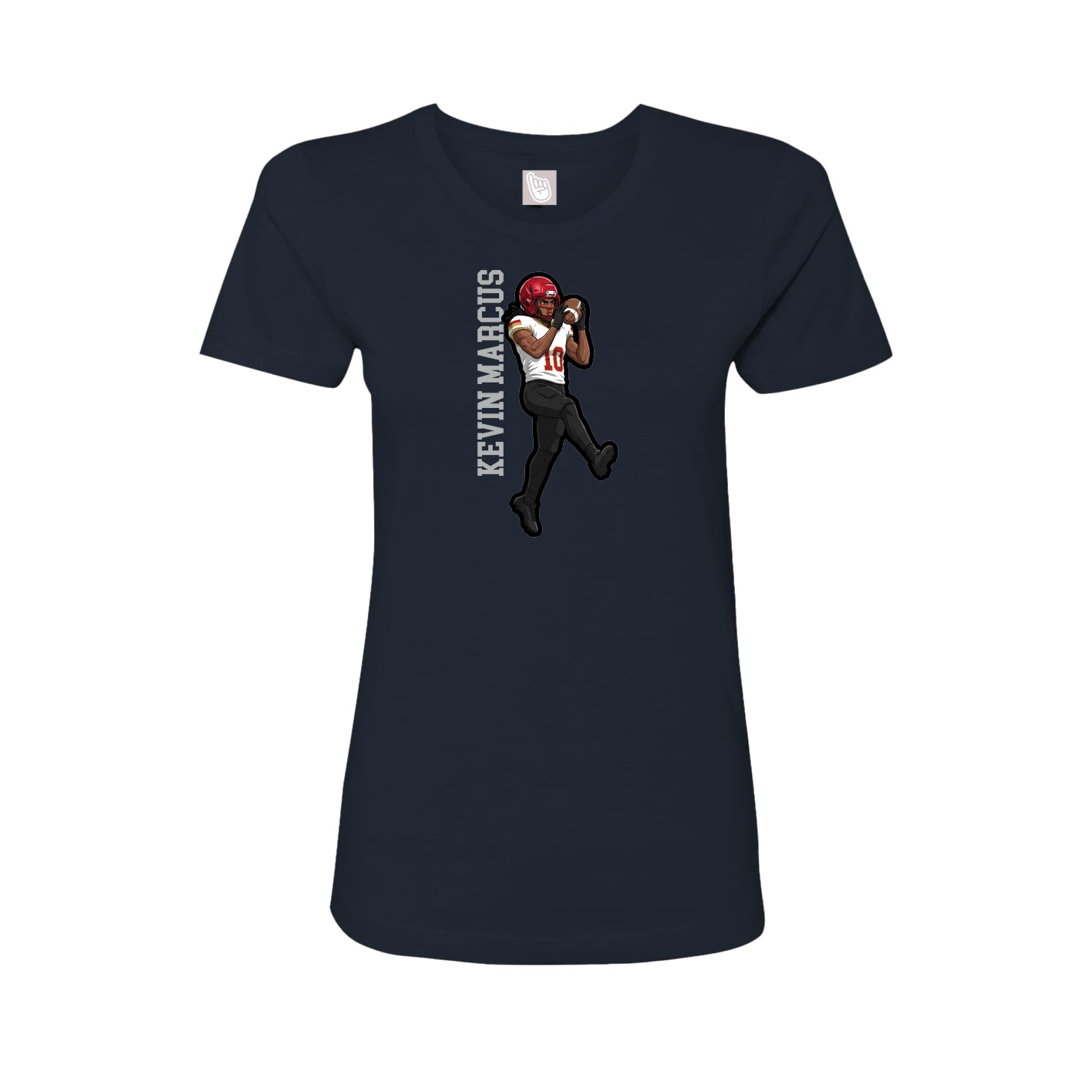 Fitted Women's Tee — Name Vertical in Navy
