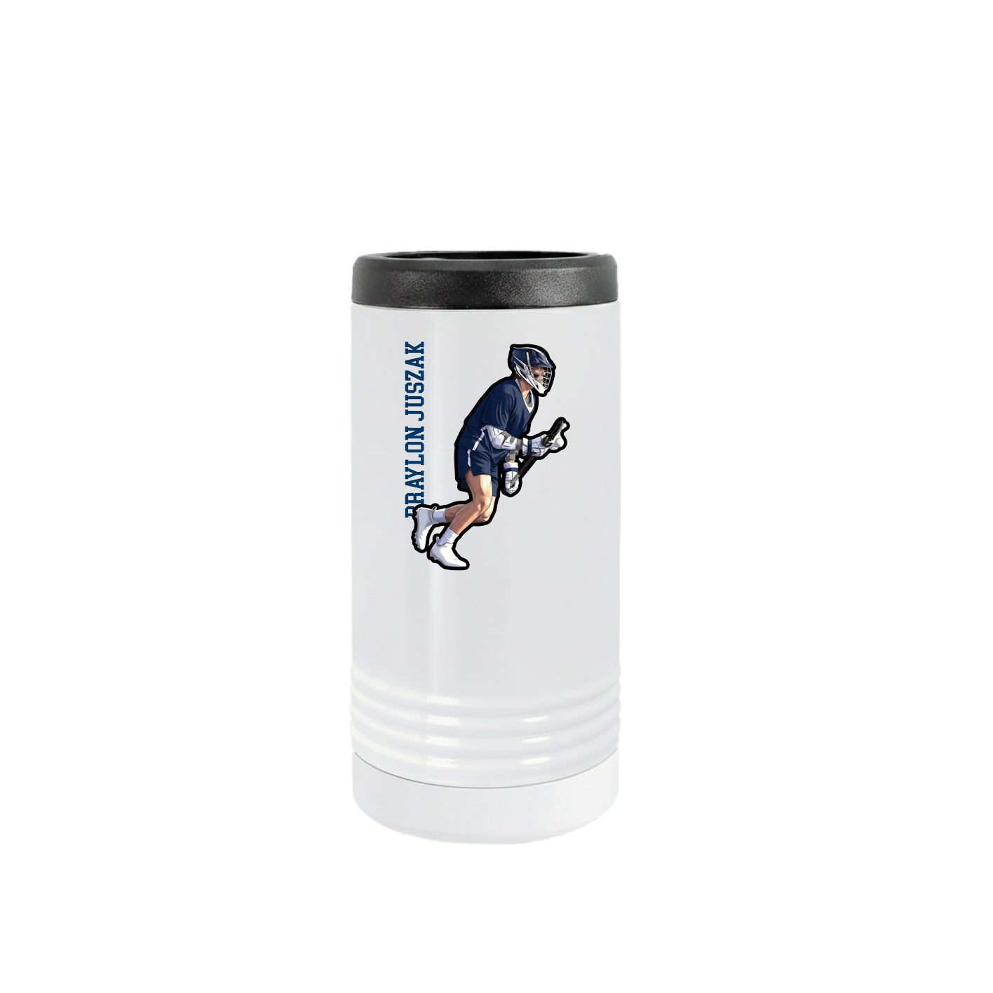Slim Beverage Holder — Name Vertical in White