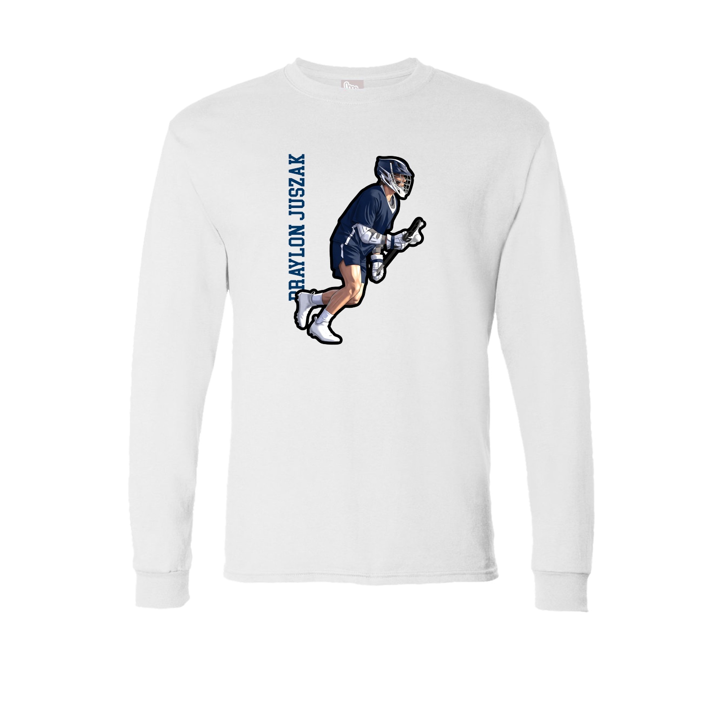 Long Sleeve Tee — Name Vertical in White