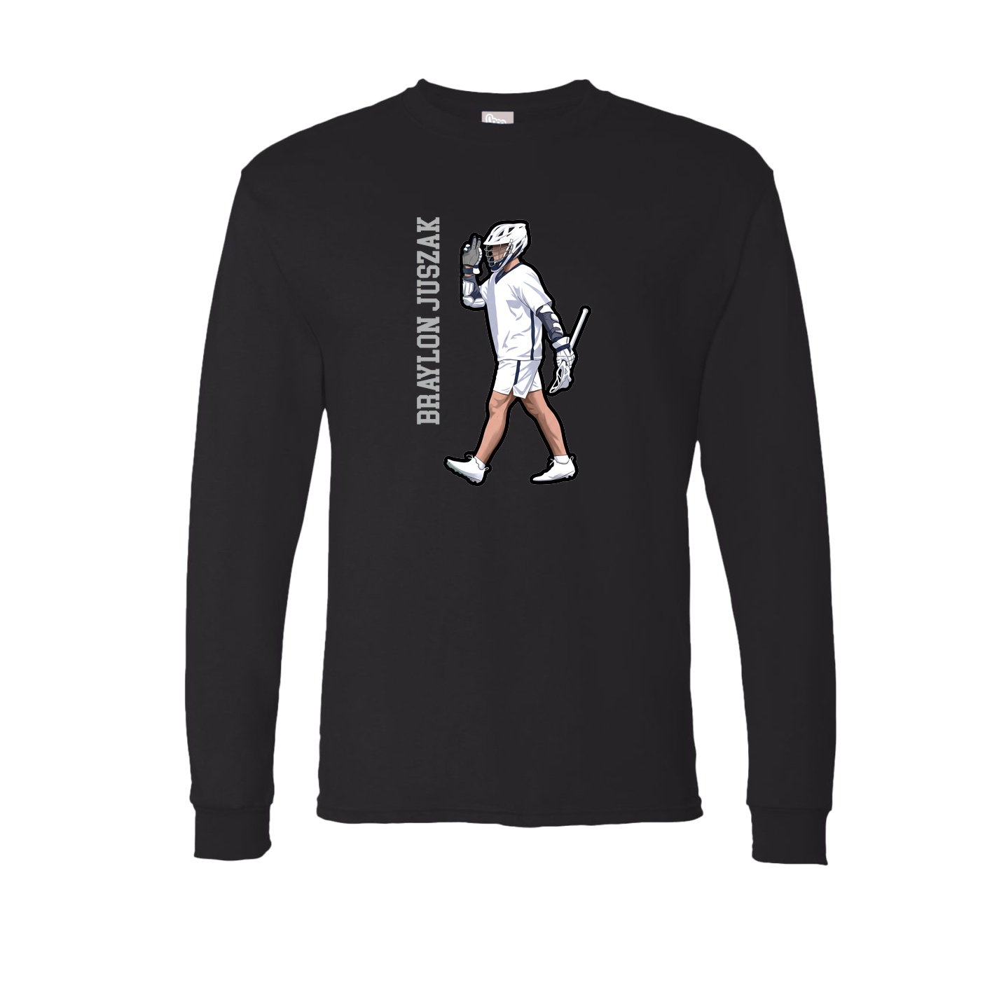 Long Sleeve Tee — Name Vertical in Black
