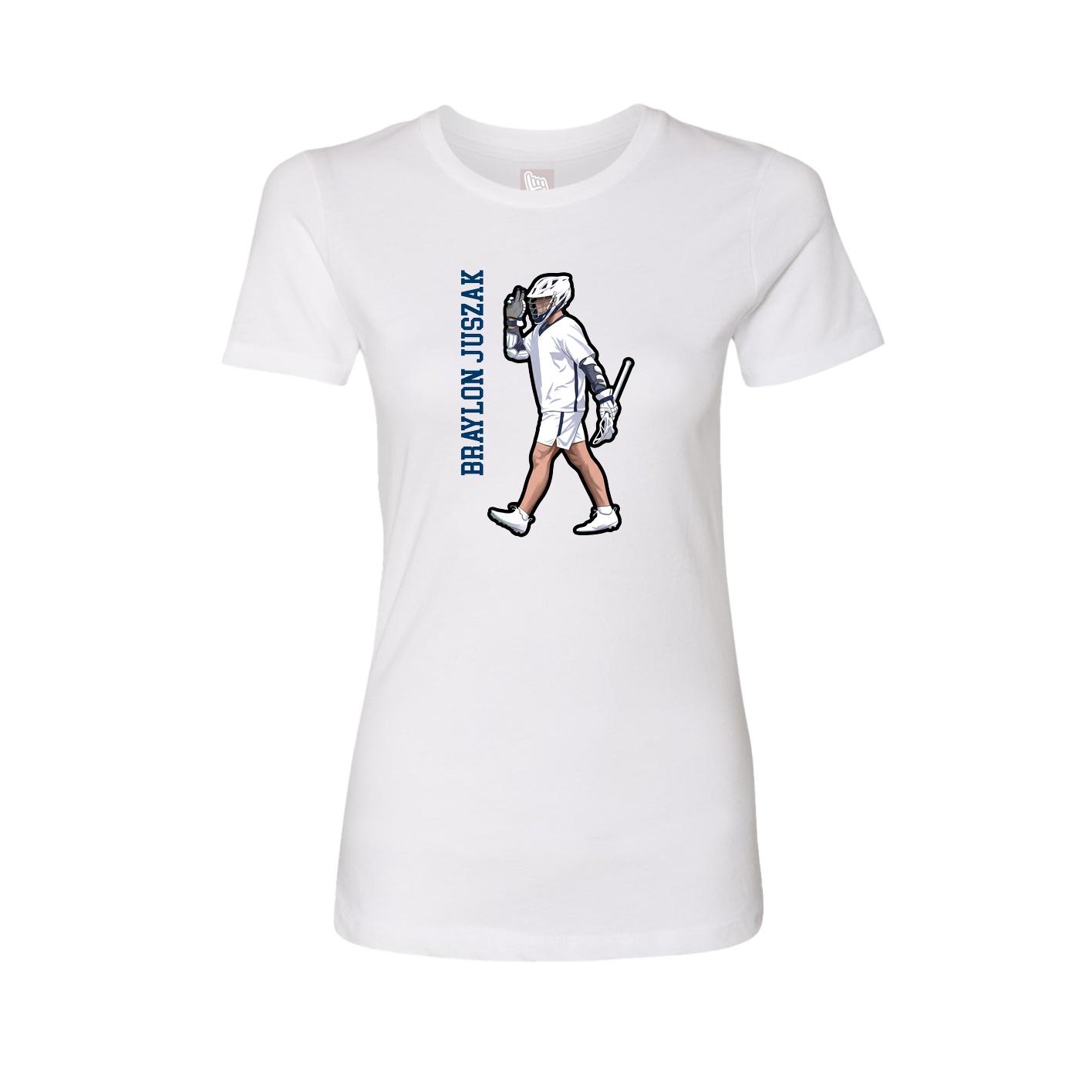 Fitted Women's Tee — Name Vertical in White
