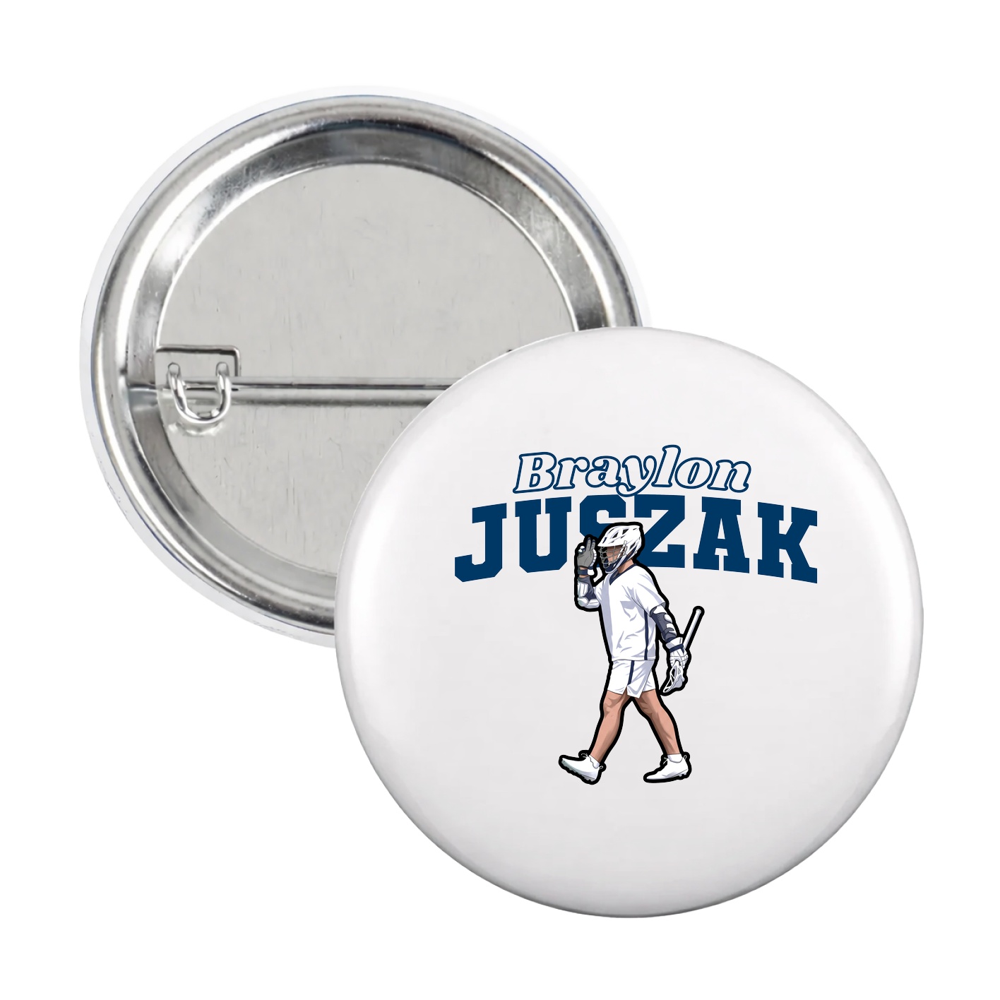Game Day Button — Name Arch in White