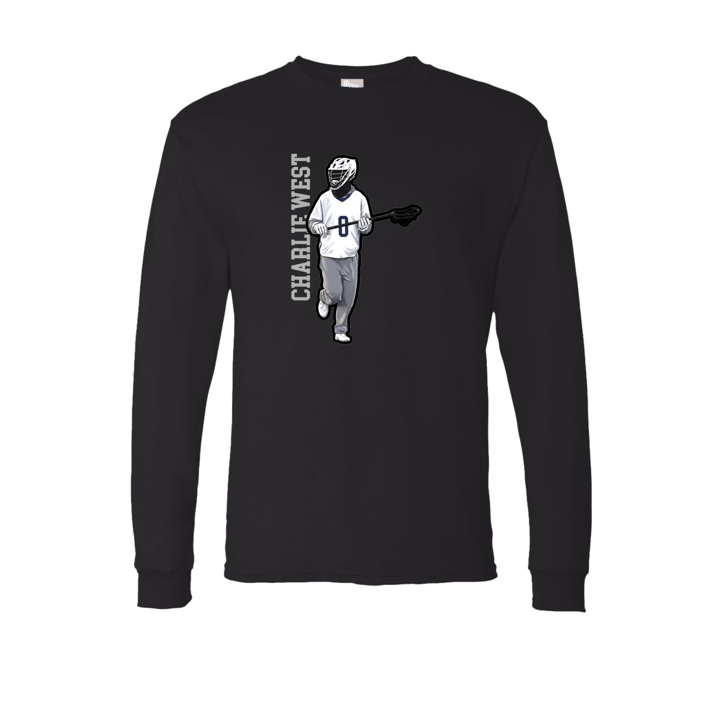 Long Sleeve Tee — Name Vertical in Black