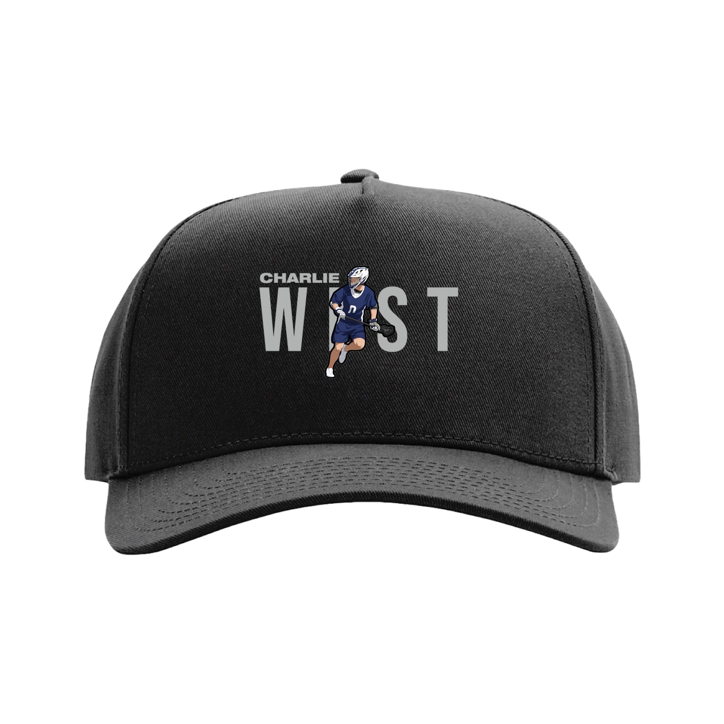 Full Fabric Five-Panel Champ Cap — Player Name in Black