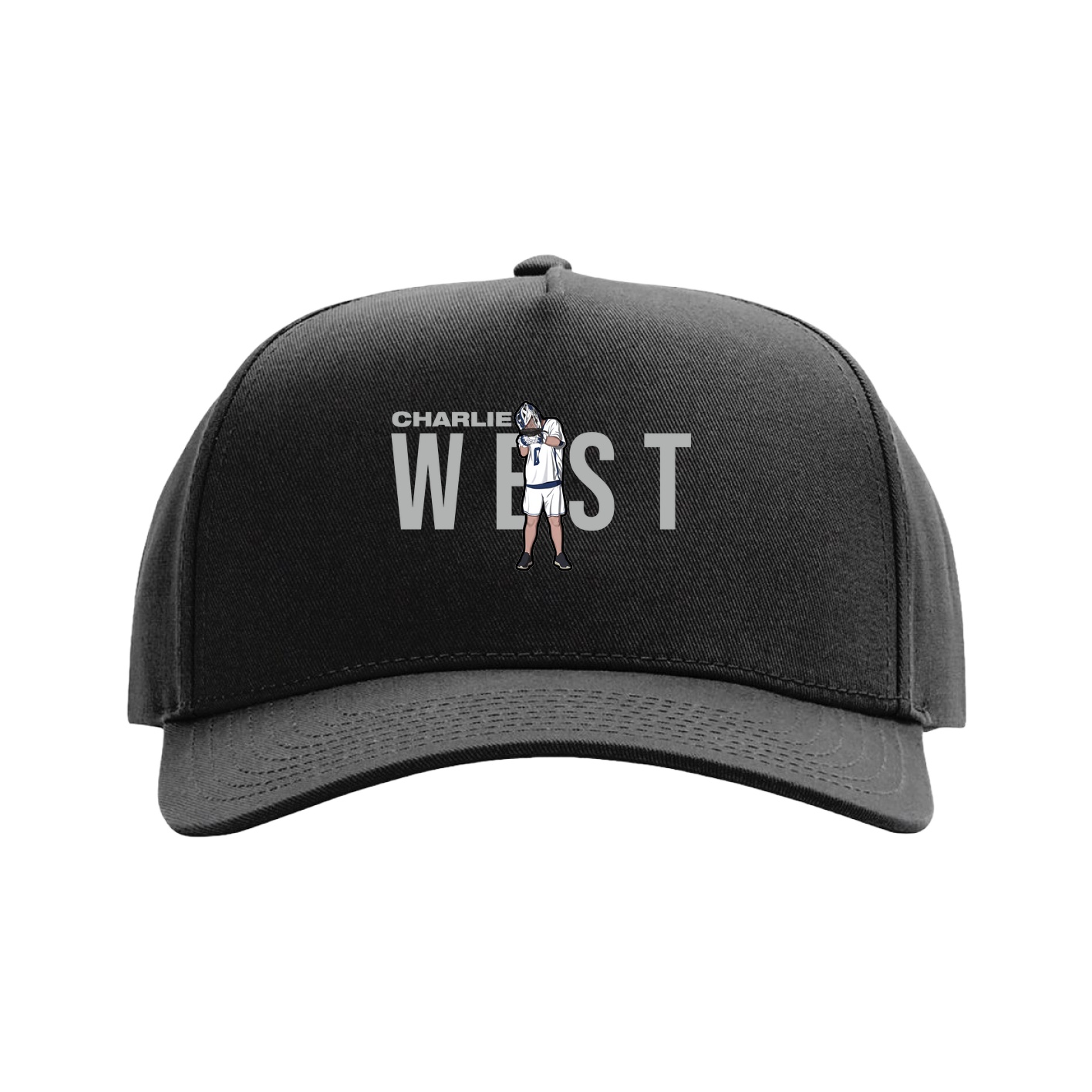 Full Fabric Five-Panel Champ Cap — Player Name in Black