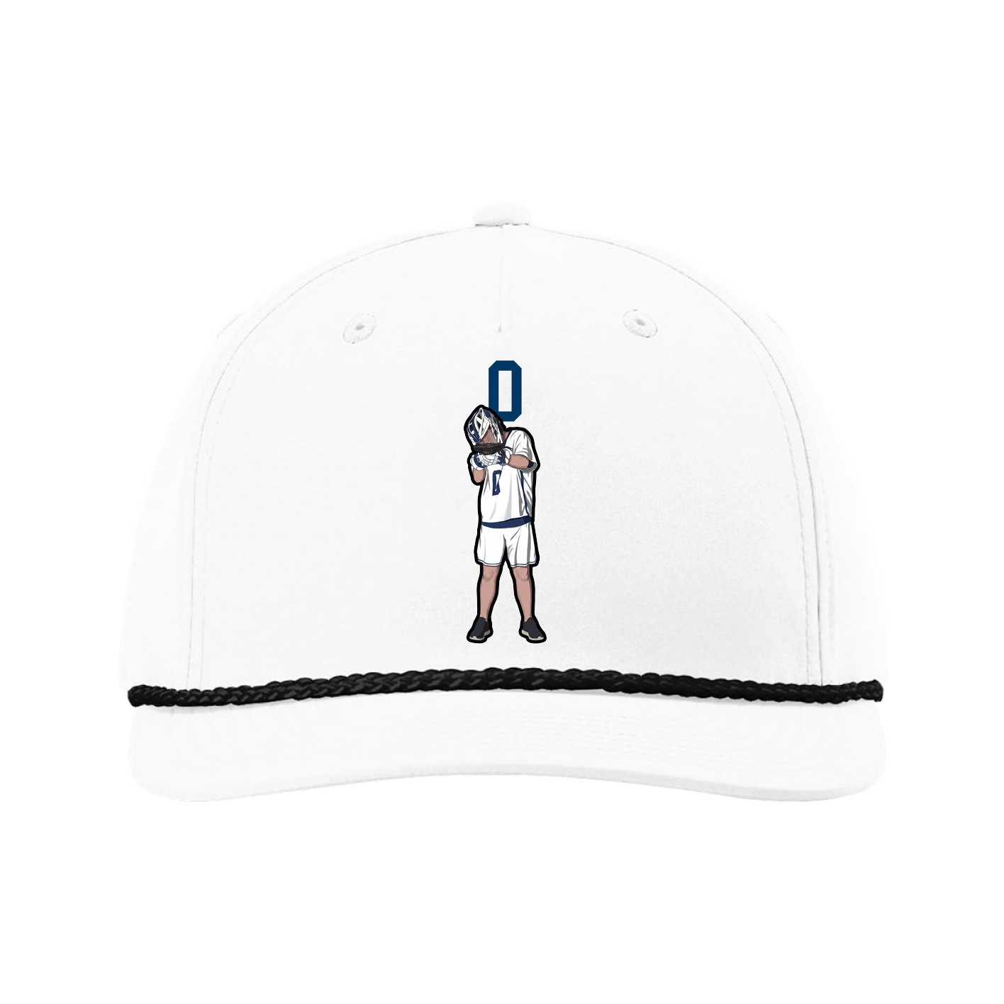 Five-Panel Classic Rope Cap — Number Top in White