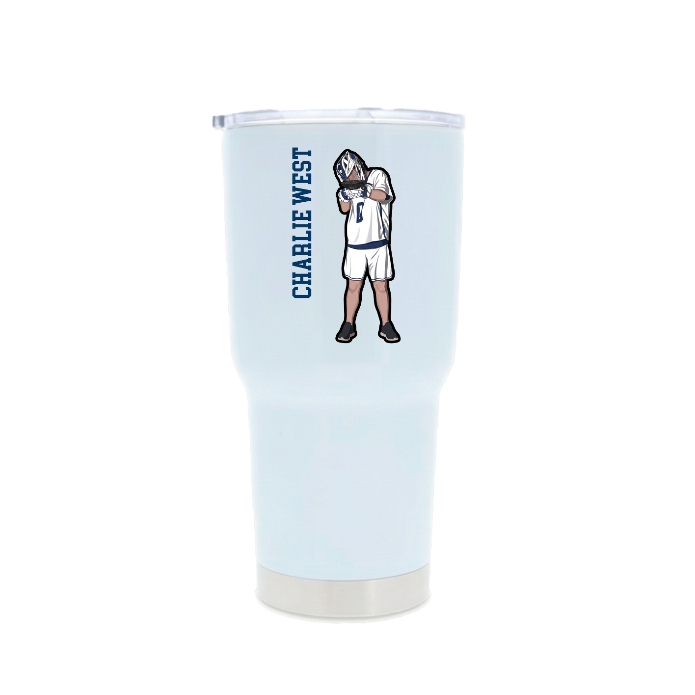 30oz Stainless Steel Tumbler — Name Vertical in White
