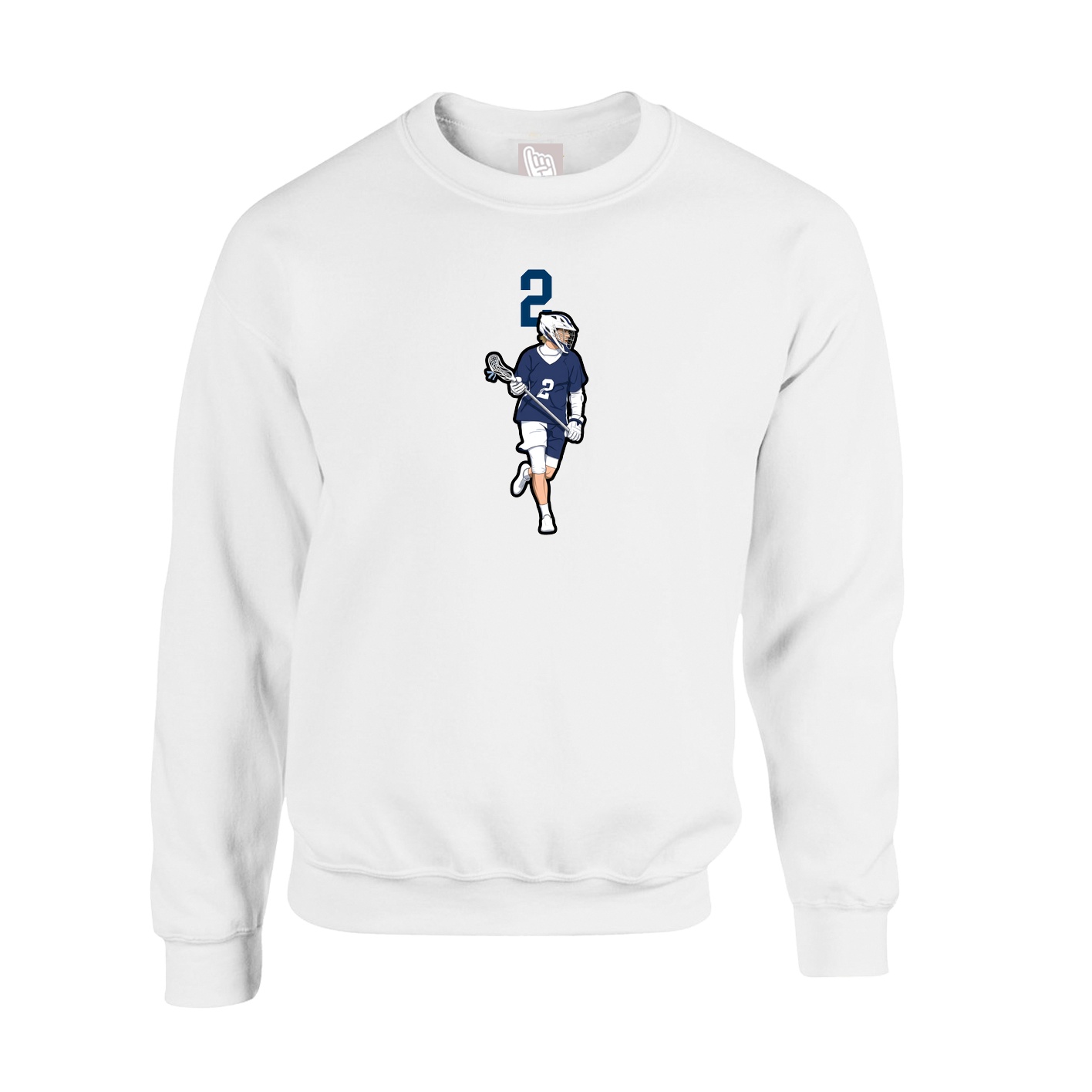 Fleece Crew — Number Top in White
