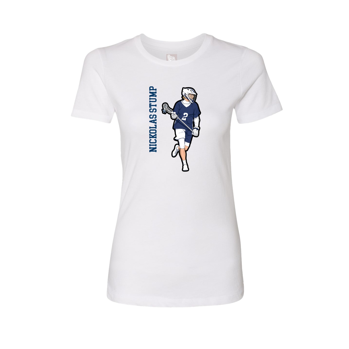 Fitted Women's Tee — Name Vertical in White