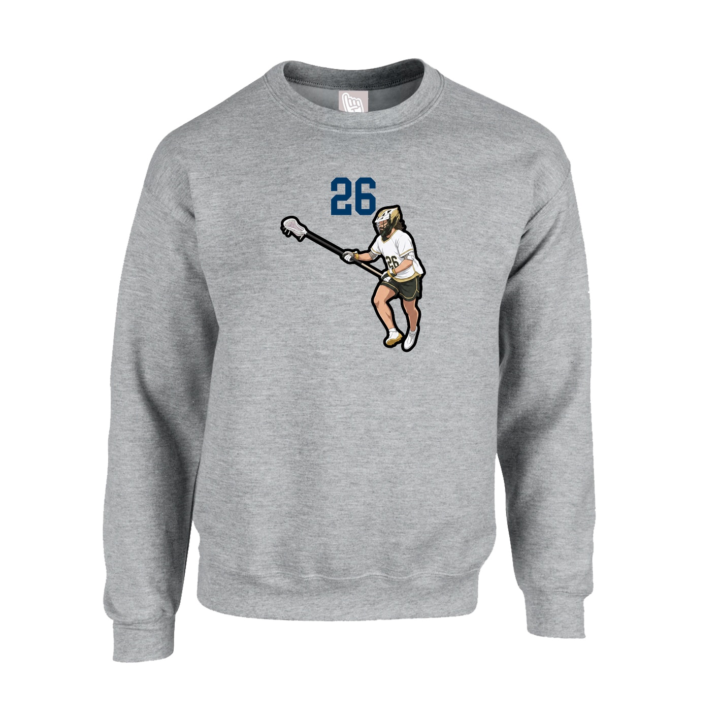 Fleece Crew — Number Top in Grey
