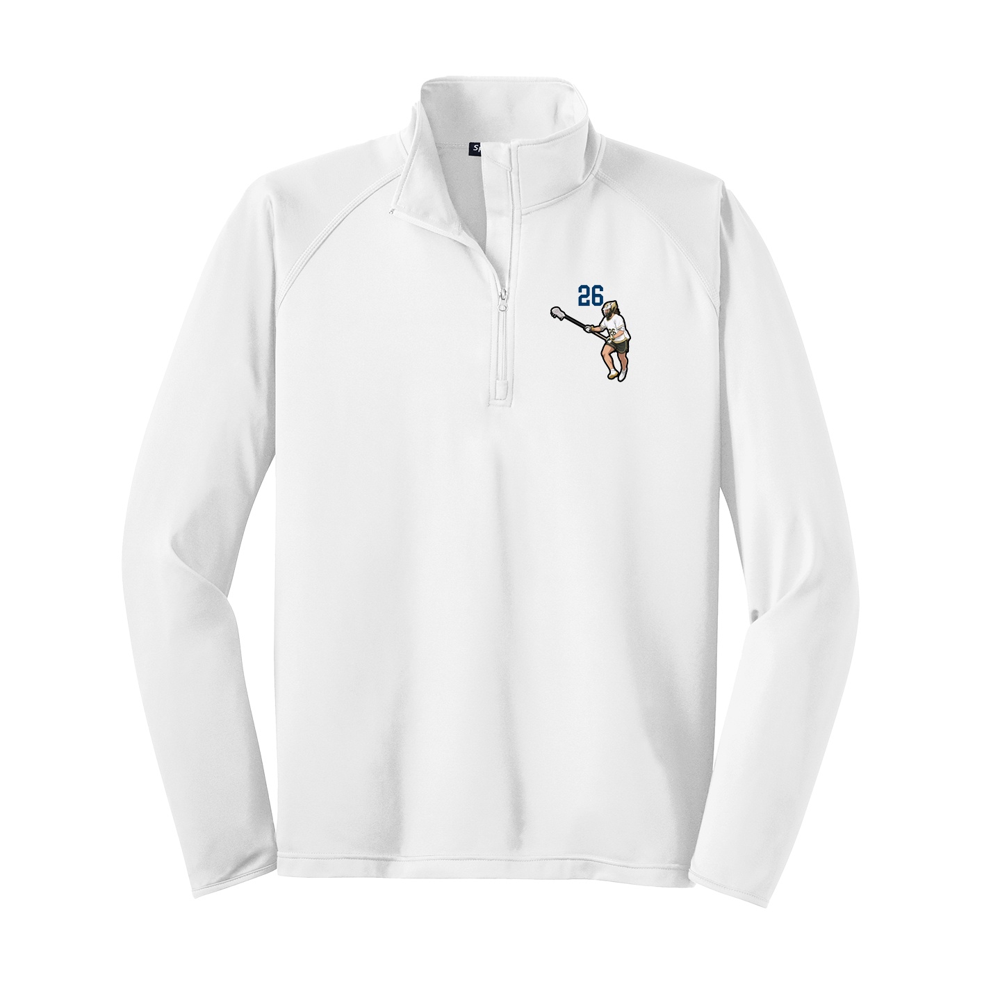 Q-Zip Pullover — Number Top in White