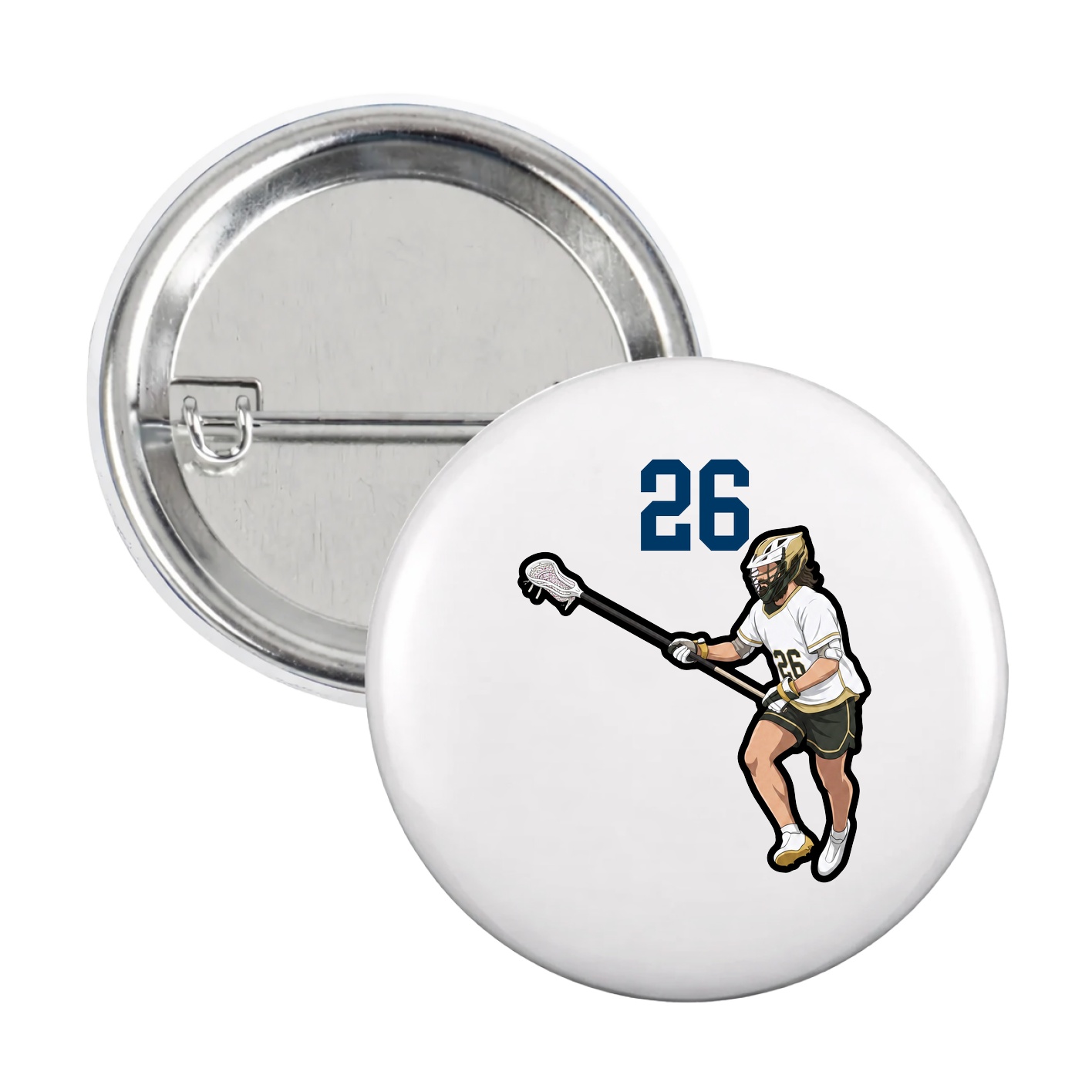 Game Day Button — Number Top in White