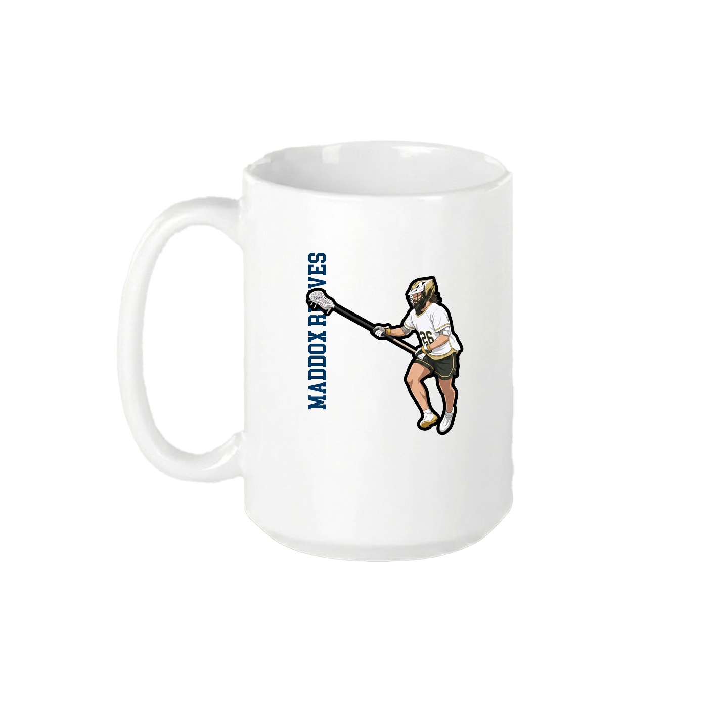 15oz Coffee Mug — Name Vertical in White