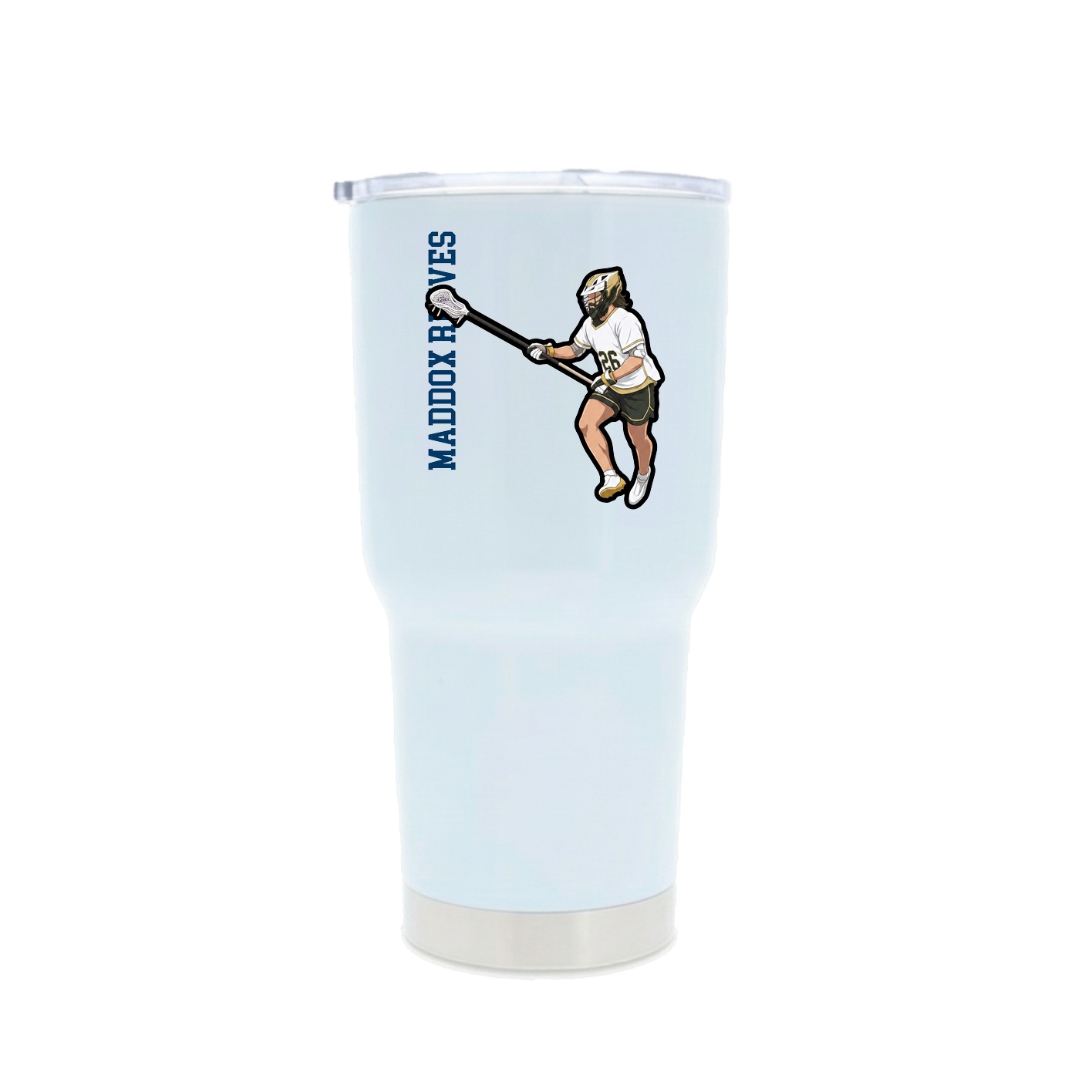 30oz Stainless Steel Tumbler — Name Vertical in White