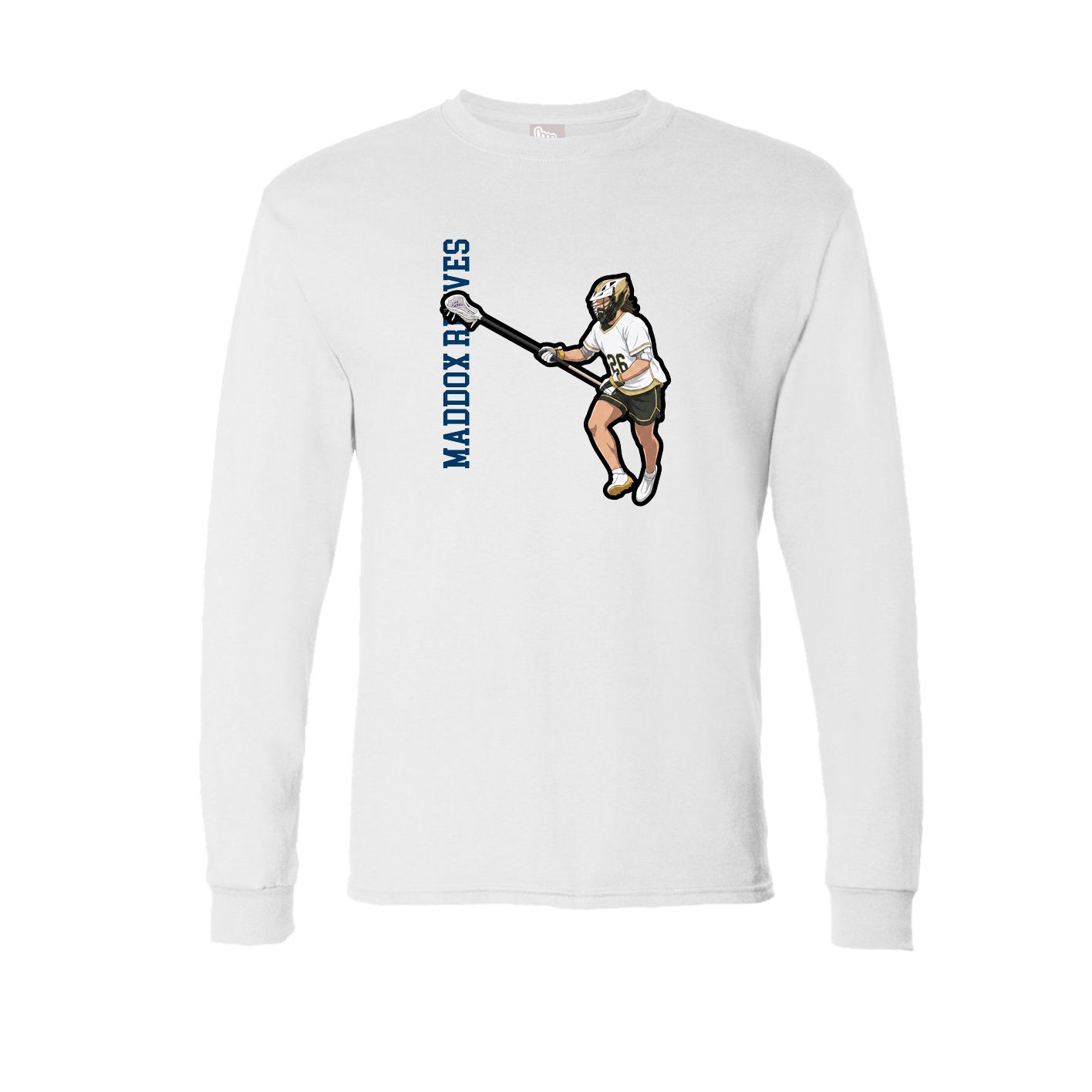 Long Sleeve Tee — Name Vertical in White