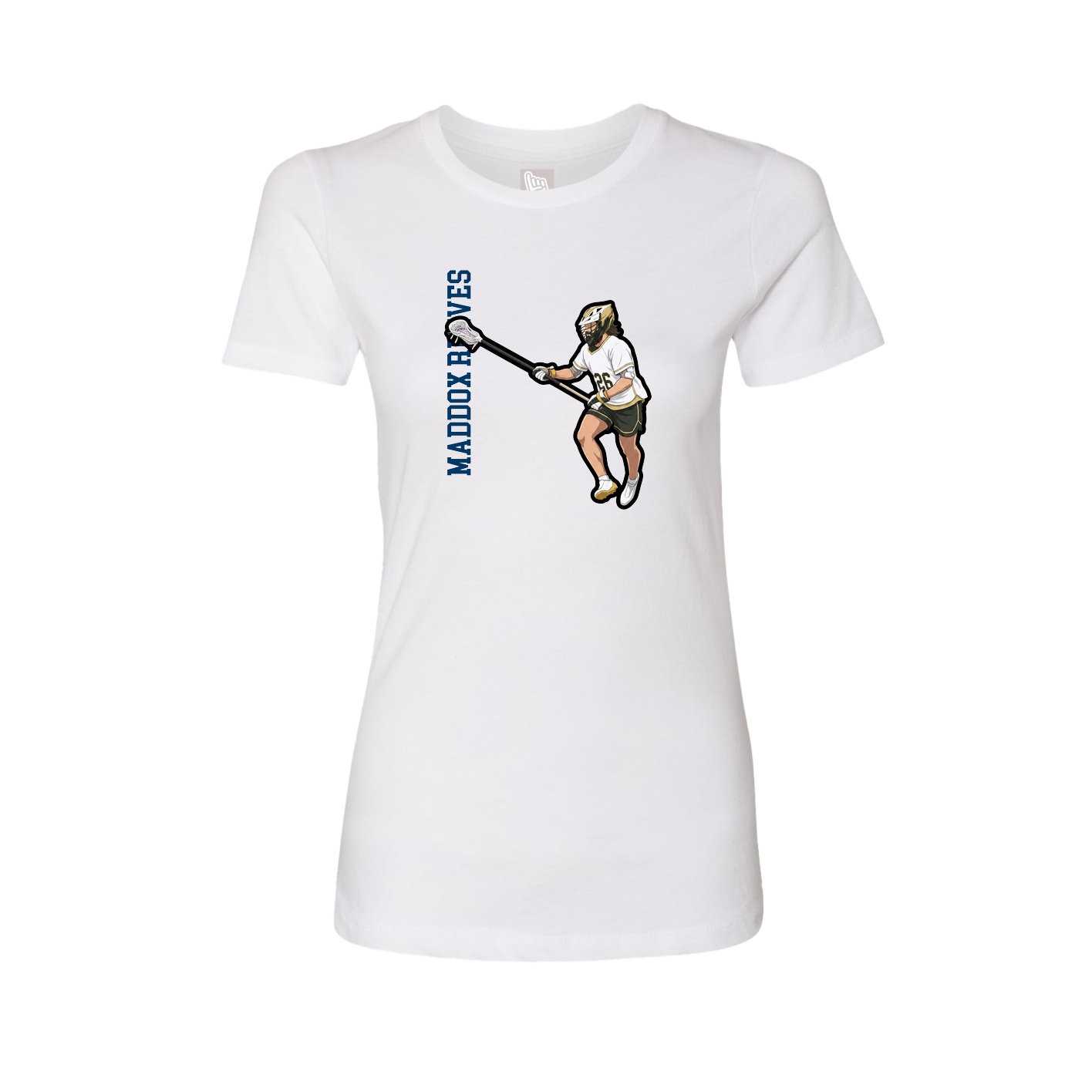 Fitted Women's Tee — Name Vertical in White