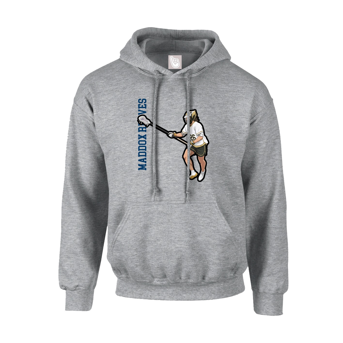 Hoodie — Name Vertical in Grey