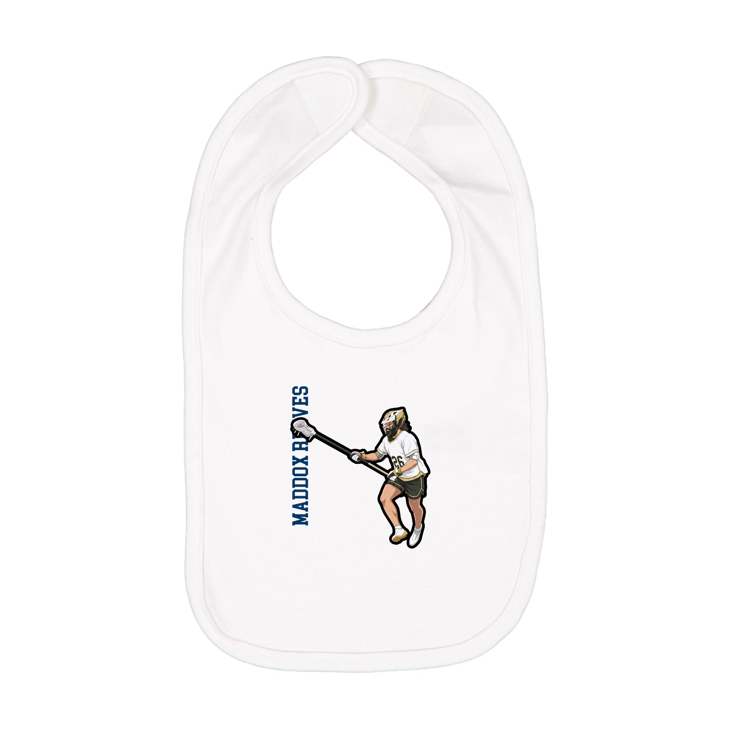 Infant Bib — Name Vertical in White