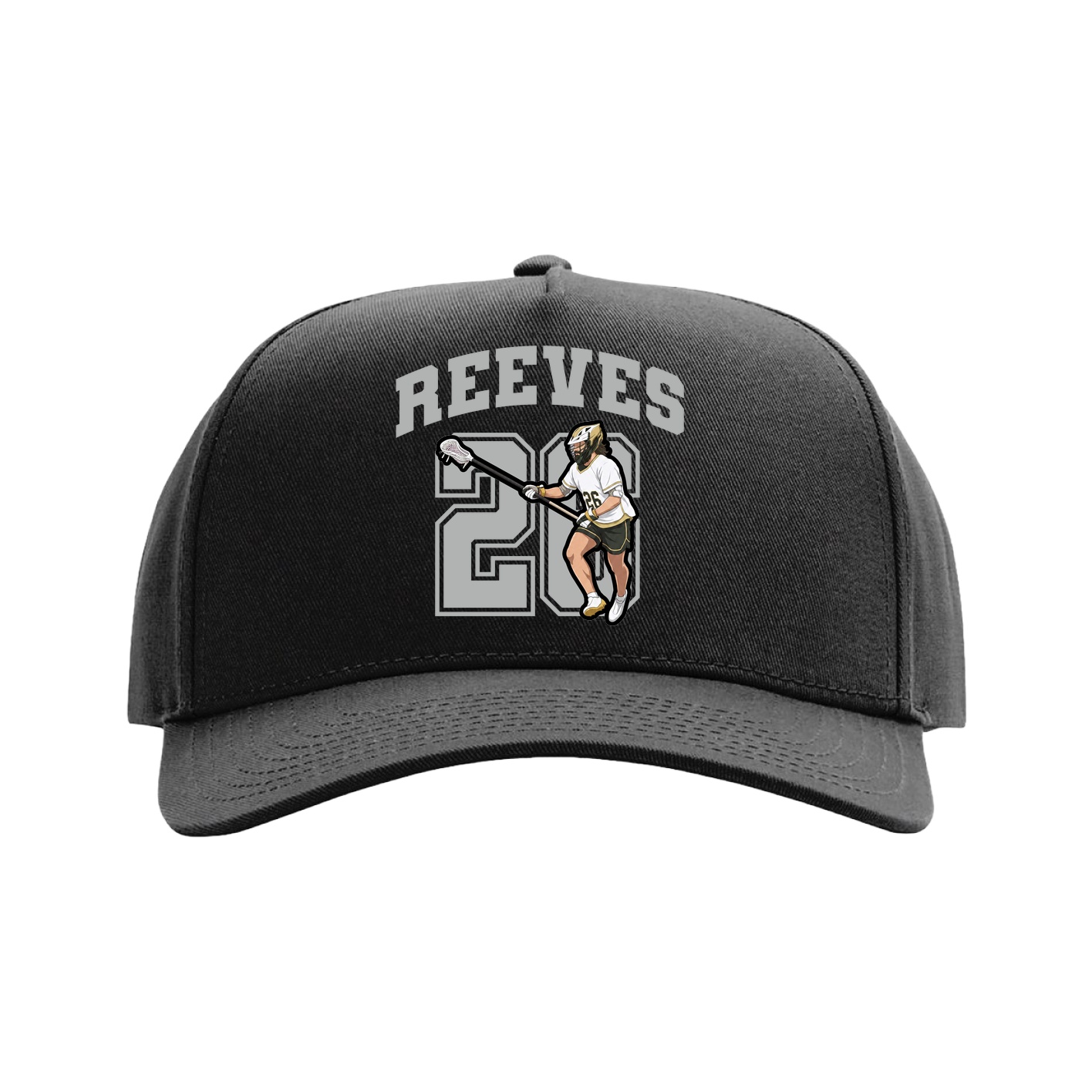 Full Fabric Five-Panel Champ Cap — Number in Black