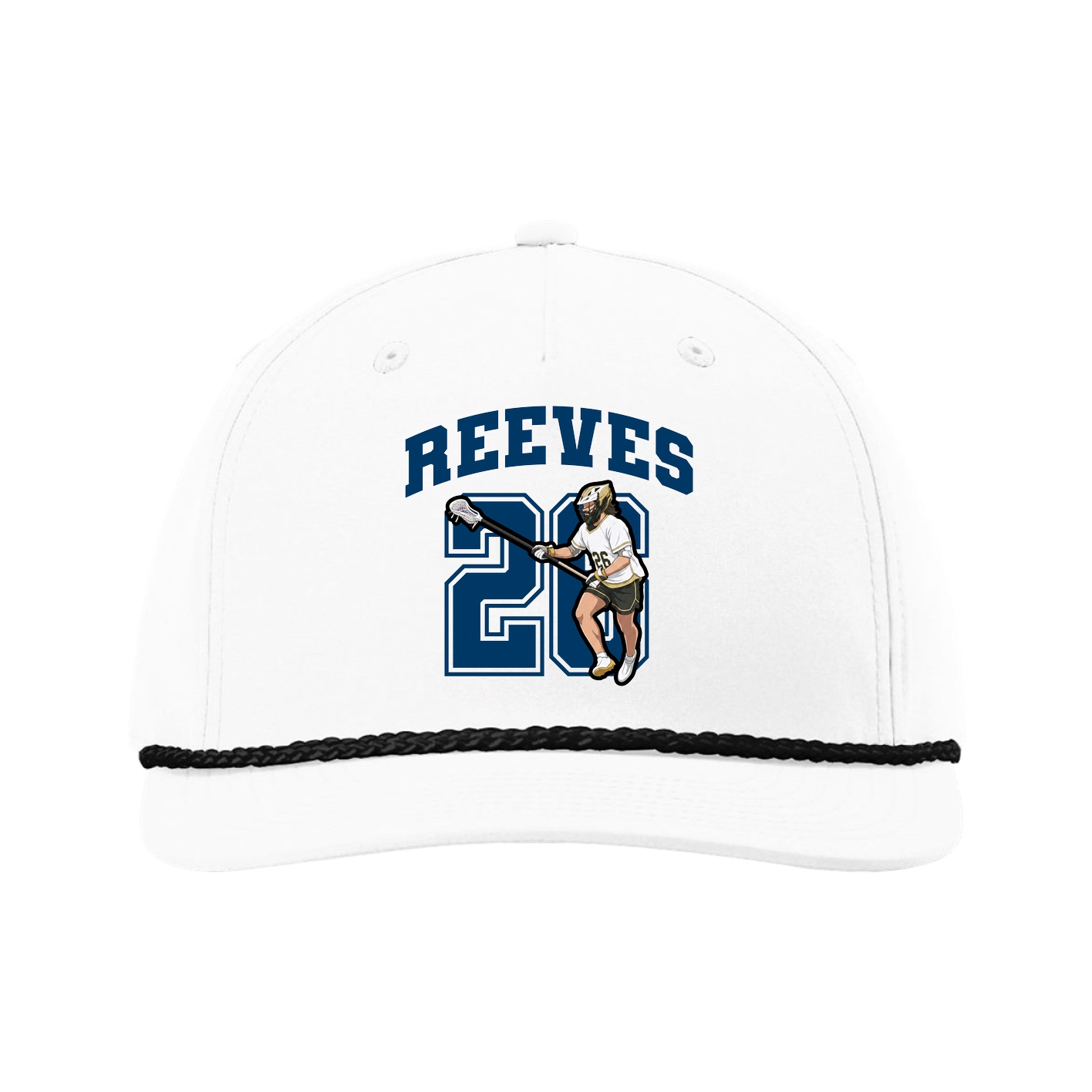 Five-Panel Classic Rope Cap — Number in White