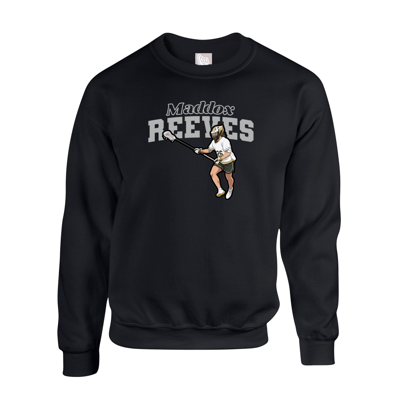 Fleece Crew — Name Arch in Black