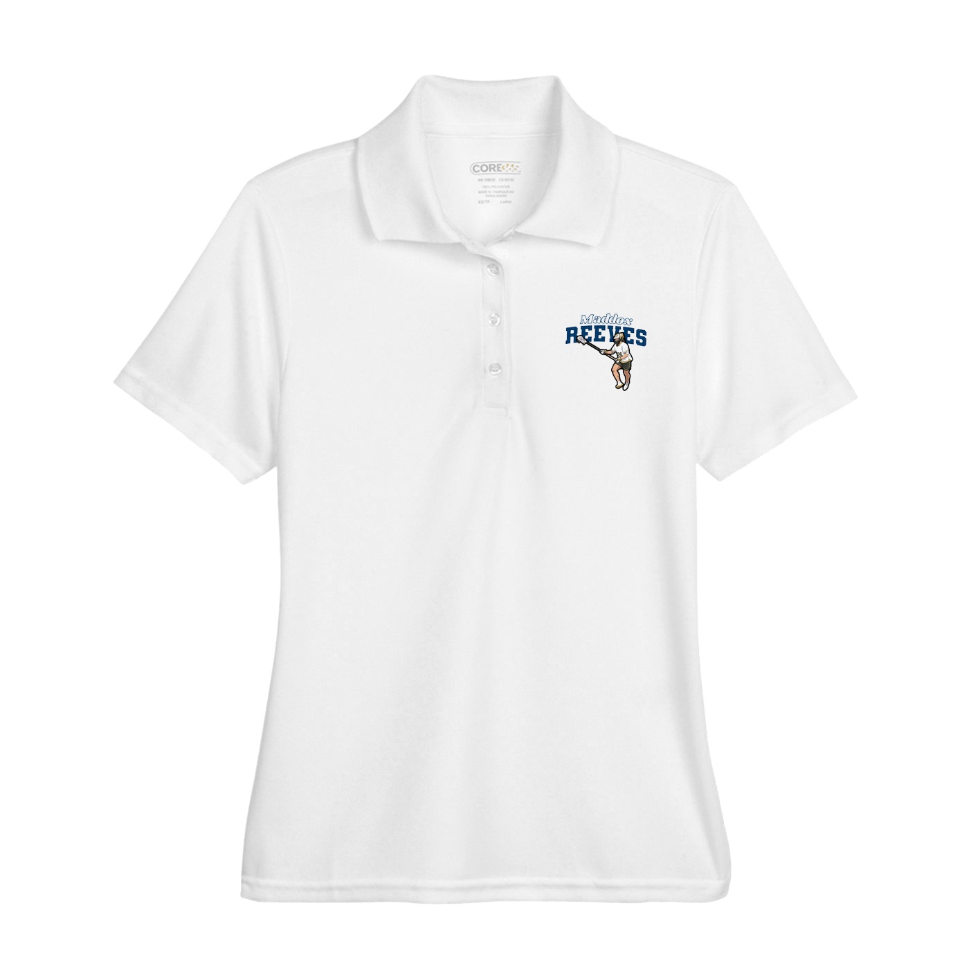 Womens Performance Polo — Name Arch in White