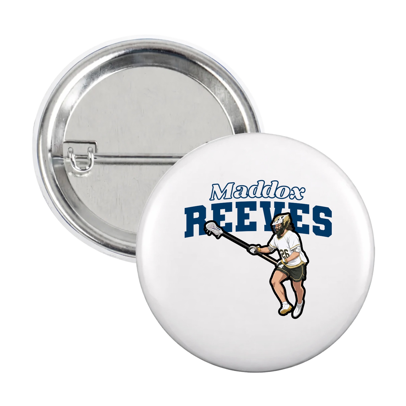 Game Day Button — Name Arch in White