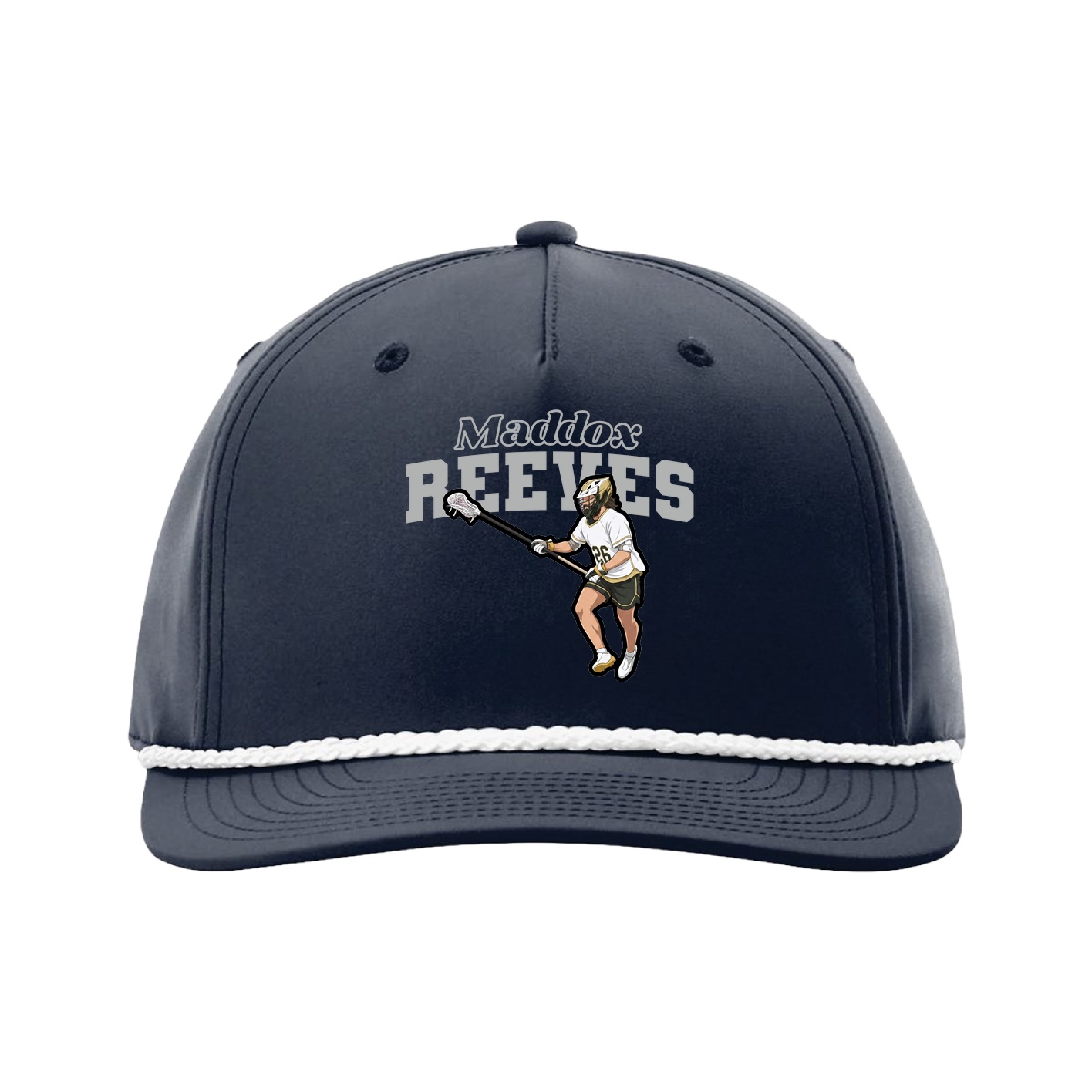 Five-Panel Classic Rope Cap — Name Arch in Navy