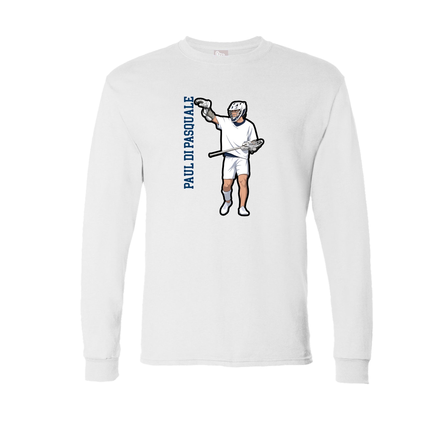 Long Sleeve Tee — Name Vertical in White