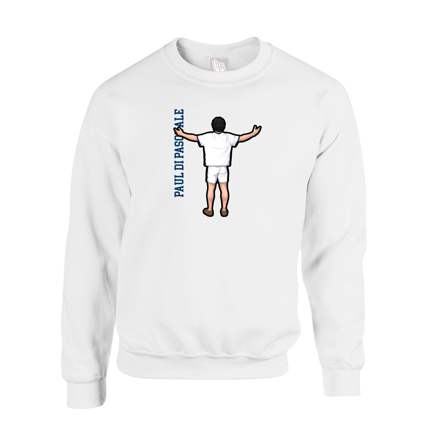 Fleece Crew — Name Vertical in White