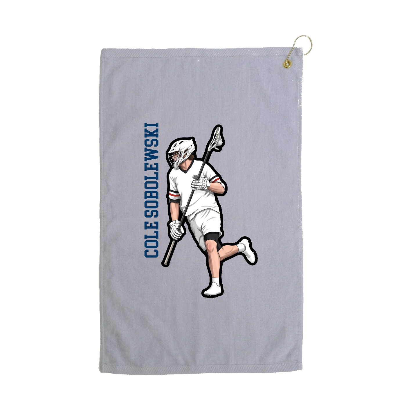 Golf Towel — Name Vertical in Grey