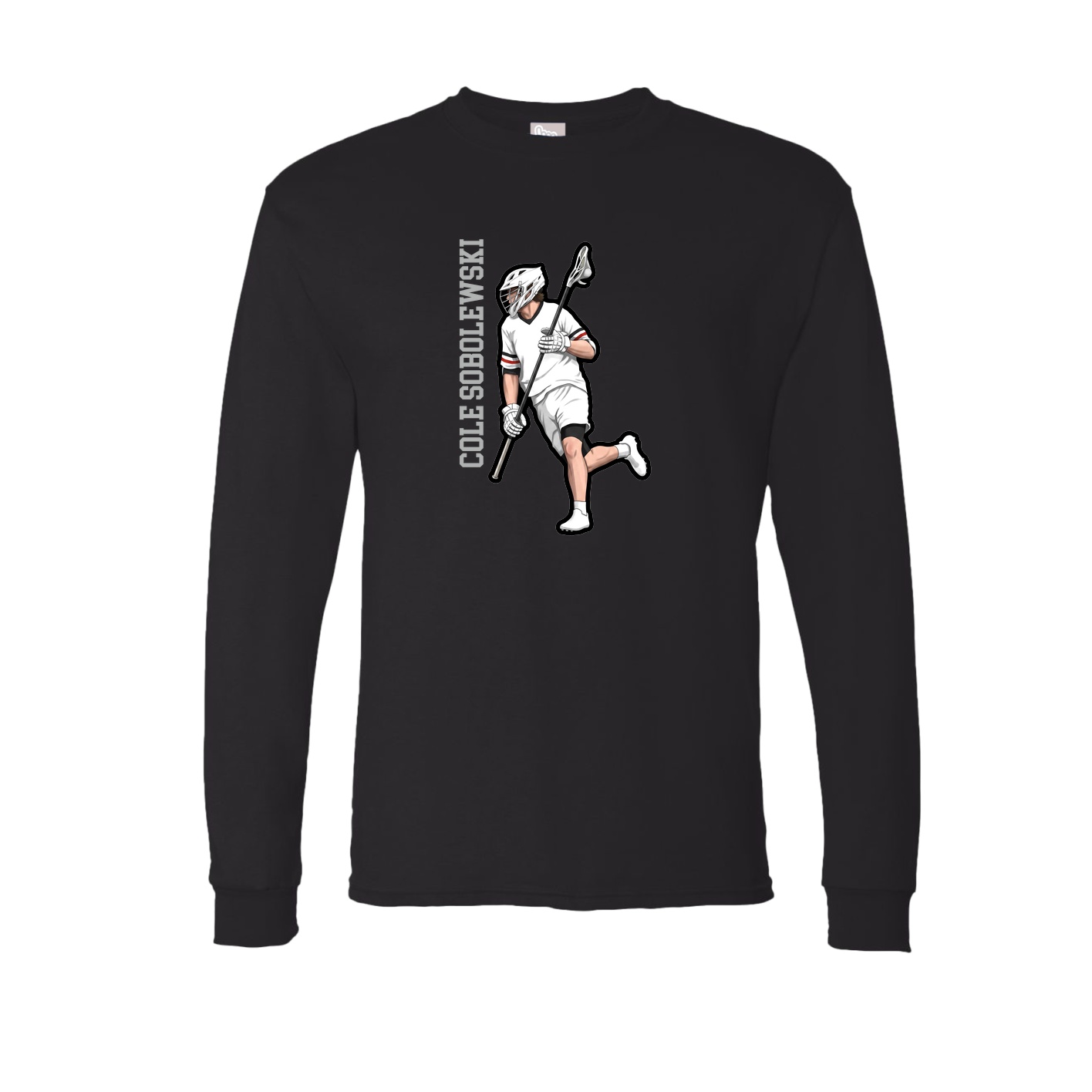 Long Sleeve Tee — Name Vertical in Black