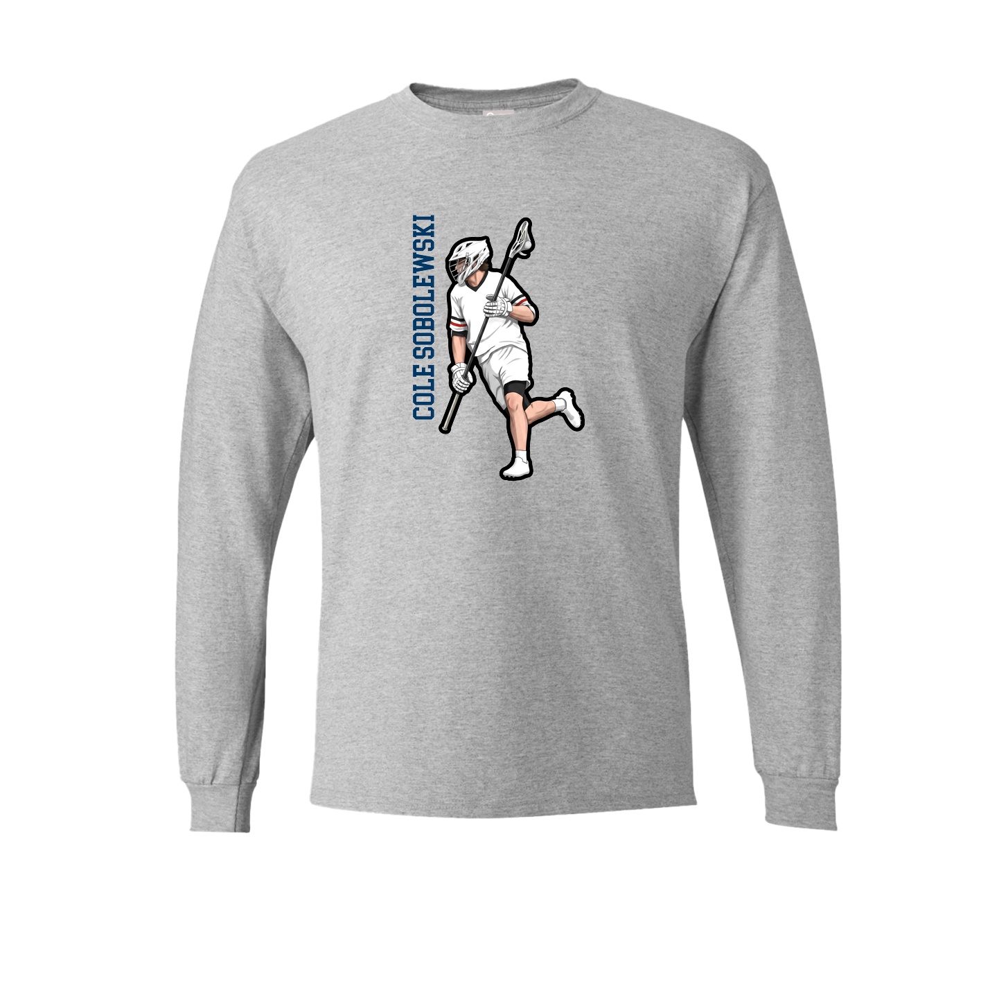 Long Sleeve Tee — Name Vertical in Grey