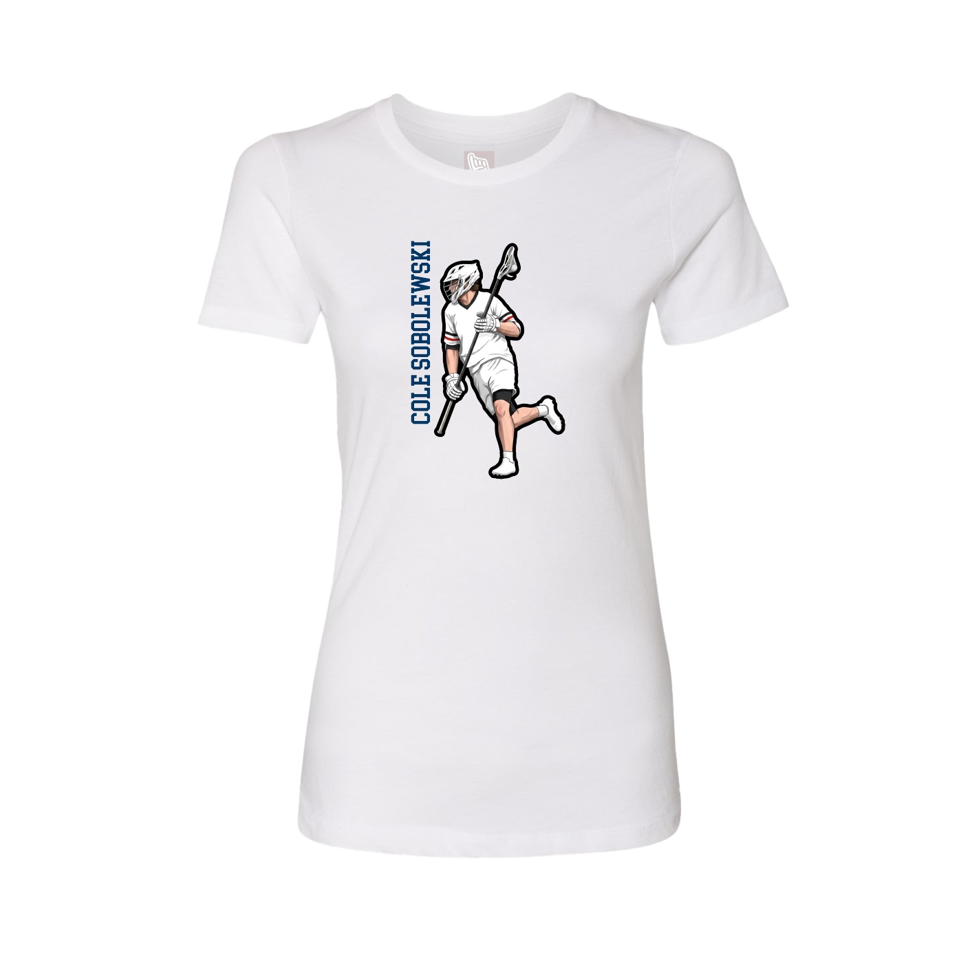Womens Tee — Name Vertical in White