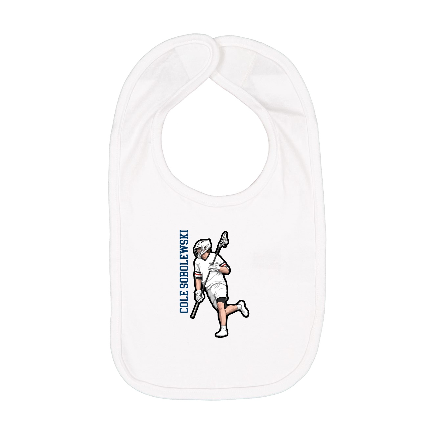 Infant Bib — Name Vertical in White