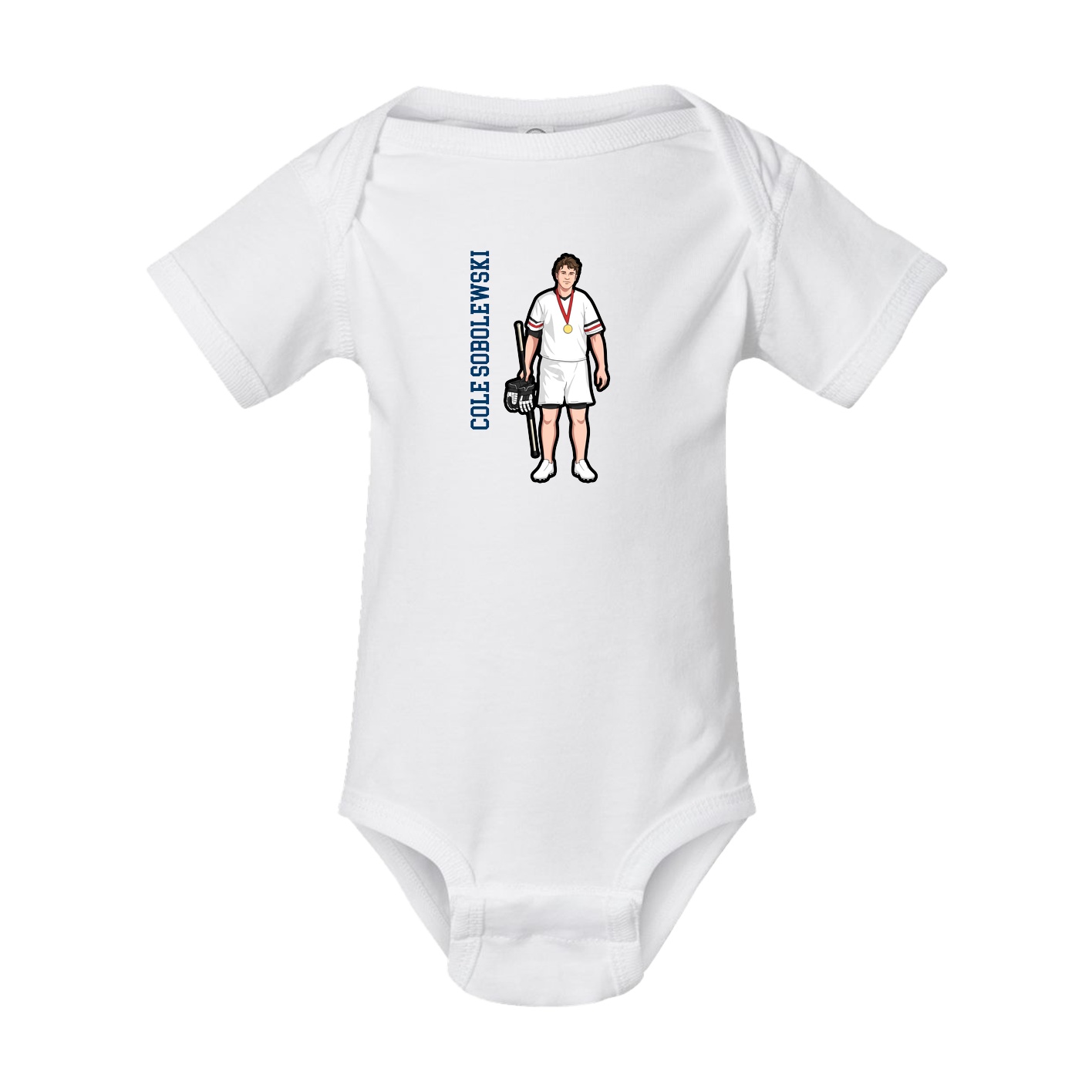 Baby Onesie — Name Vertical in White