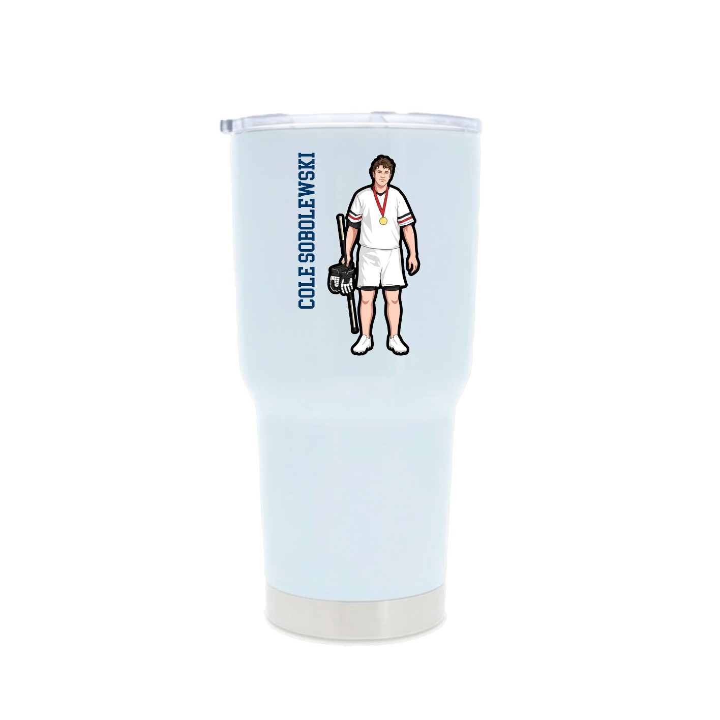 30oz Stainless Steel Tumbler — Name Vertical in White