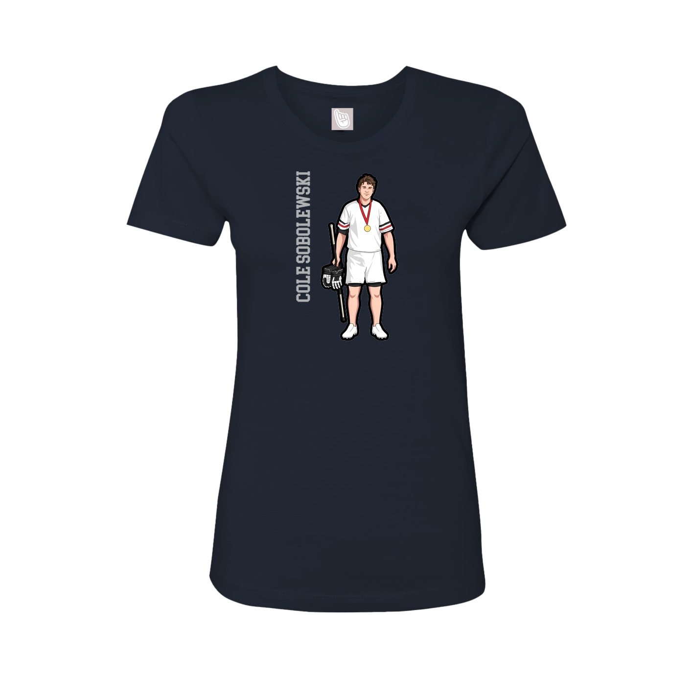 Womens Tee — Name Vertical in Navy