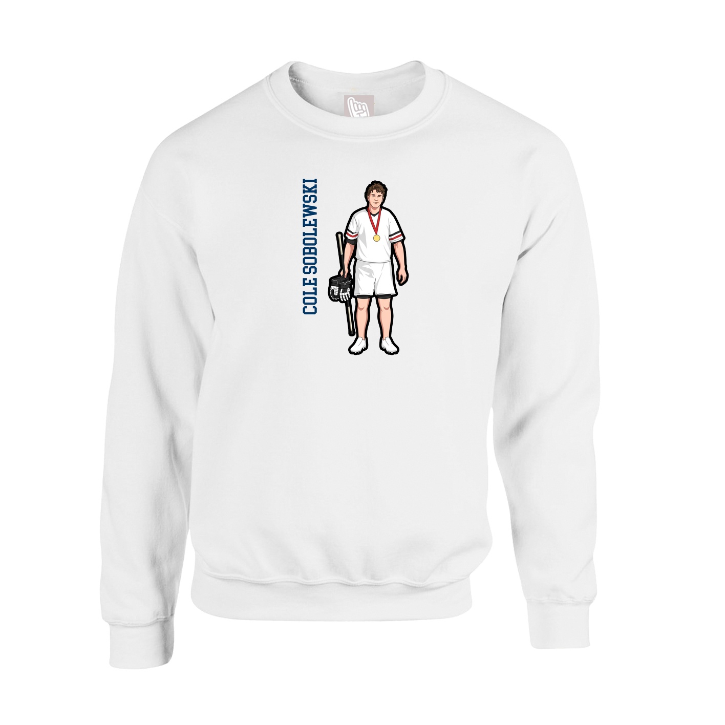 Fleece Crew — Name Vertical in White
