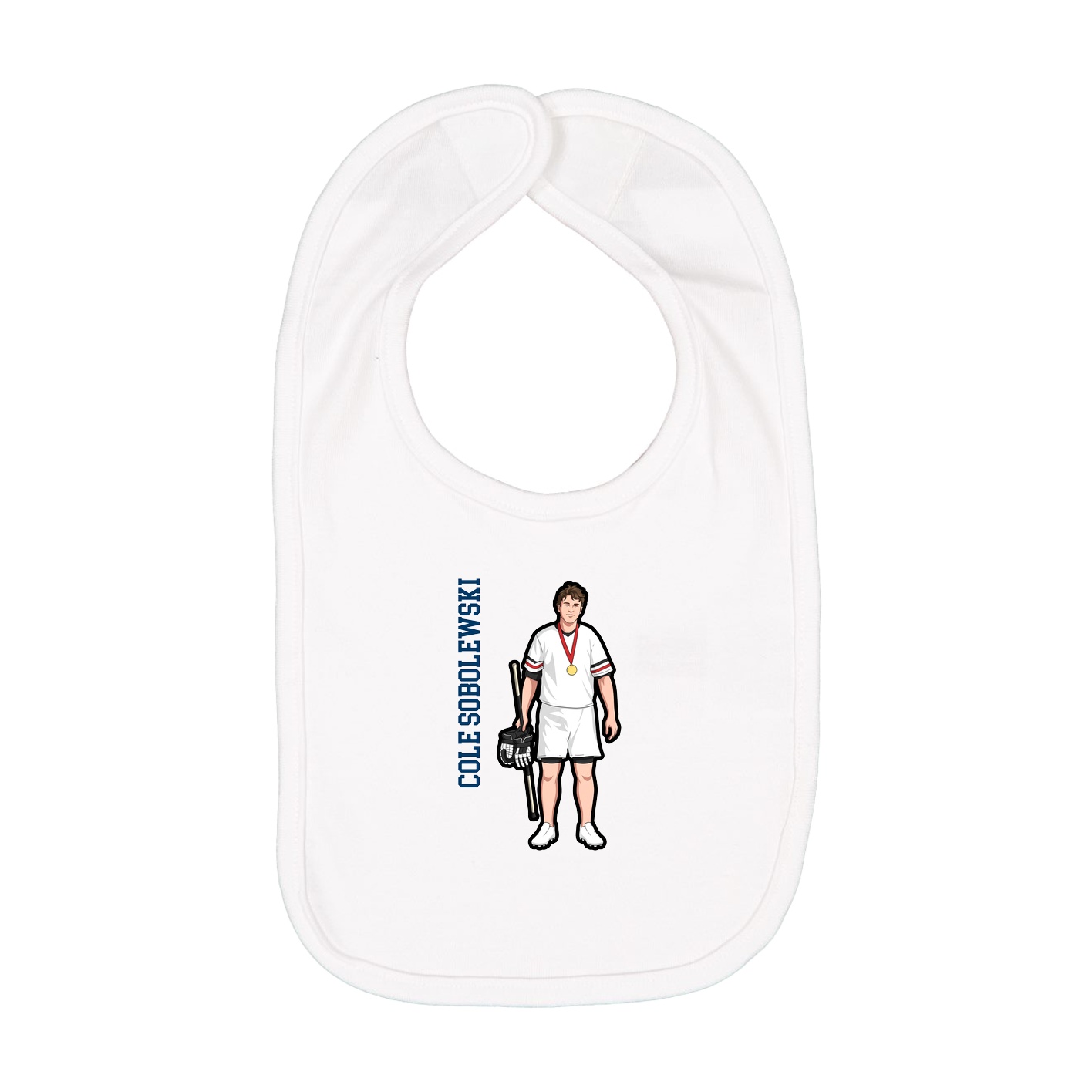 Infant Bib — Name Vertical in White