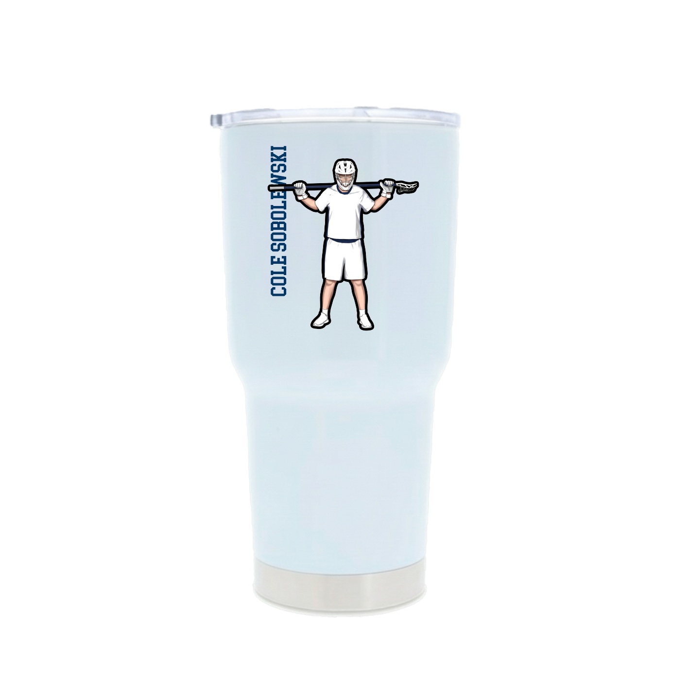 30oz Stainless Steel Tumbler — Name Vertical in White