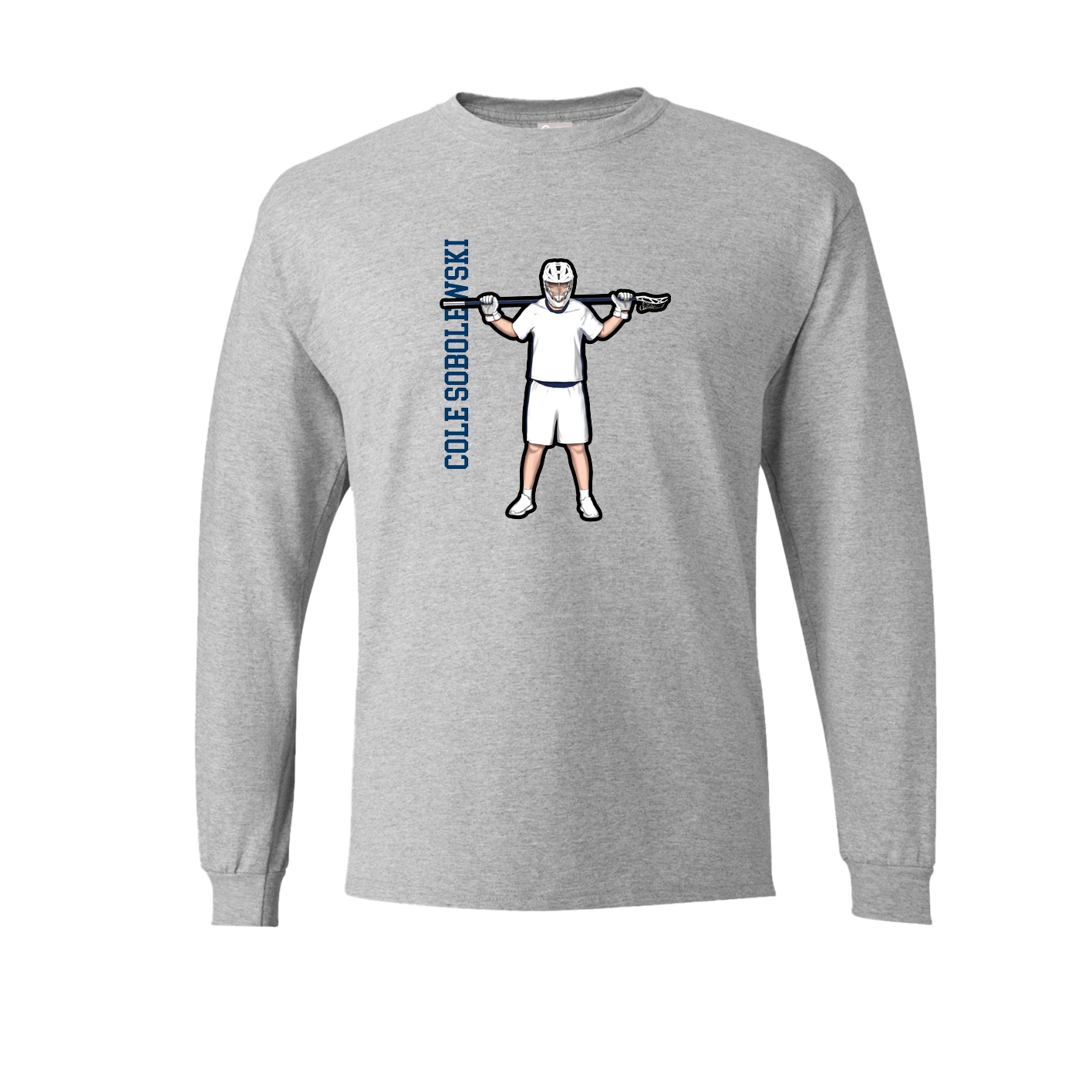 Long Sleeve Tee — Name Vertical in Grey