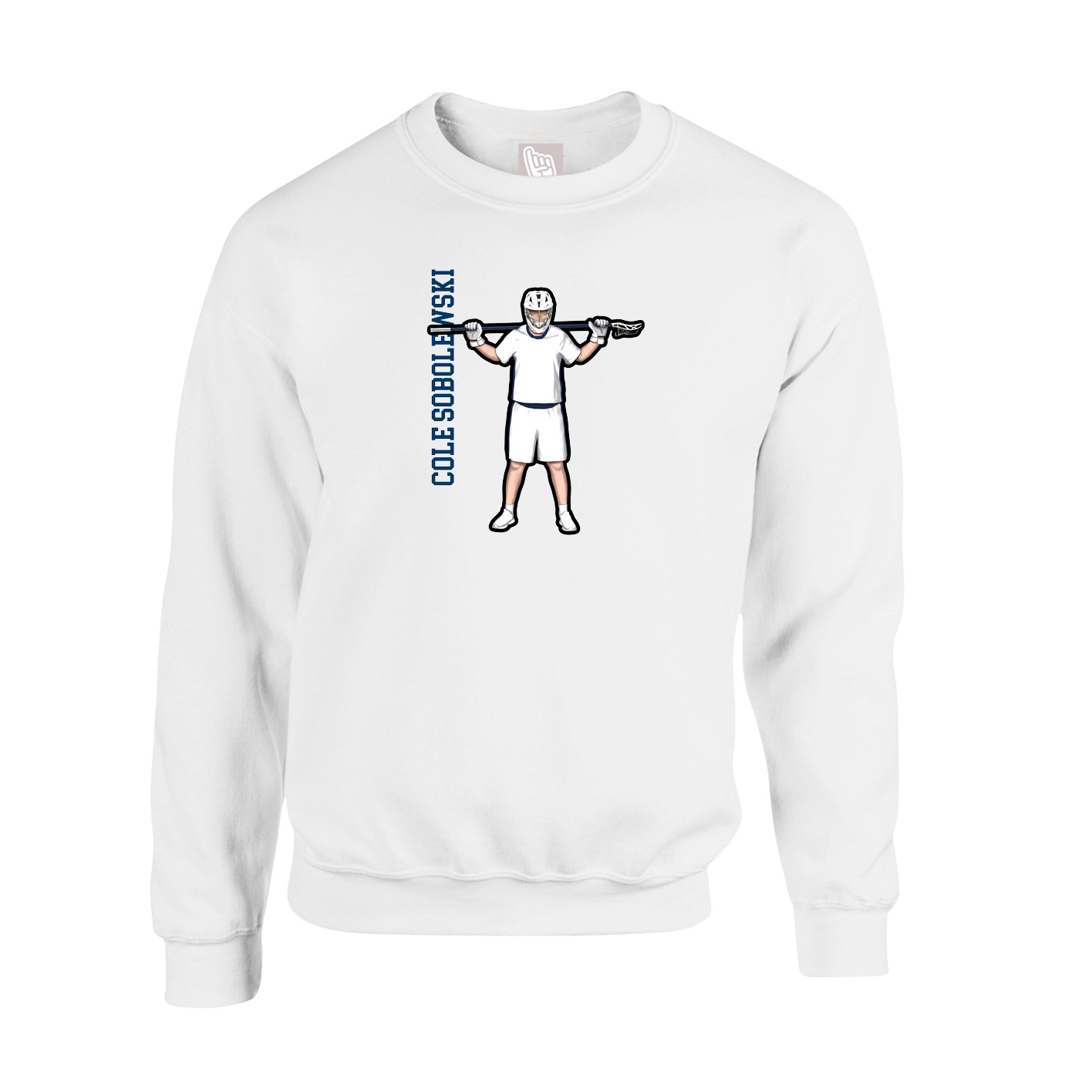 Fleece Crew — Name Vertical in White