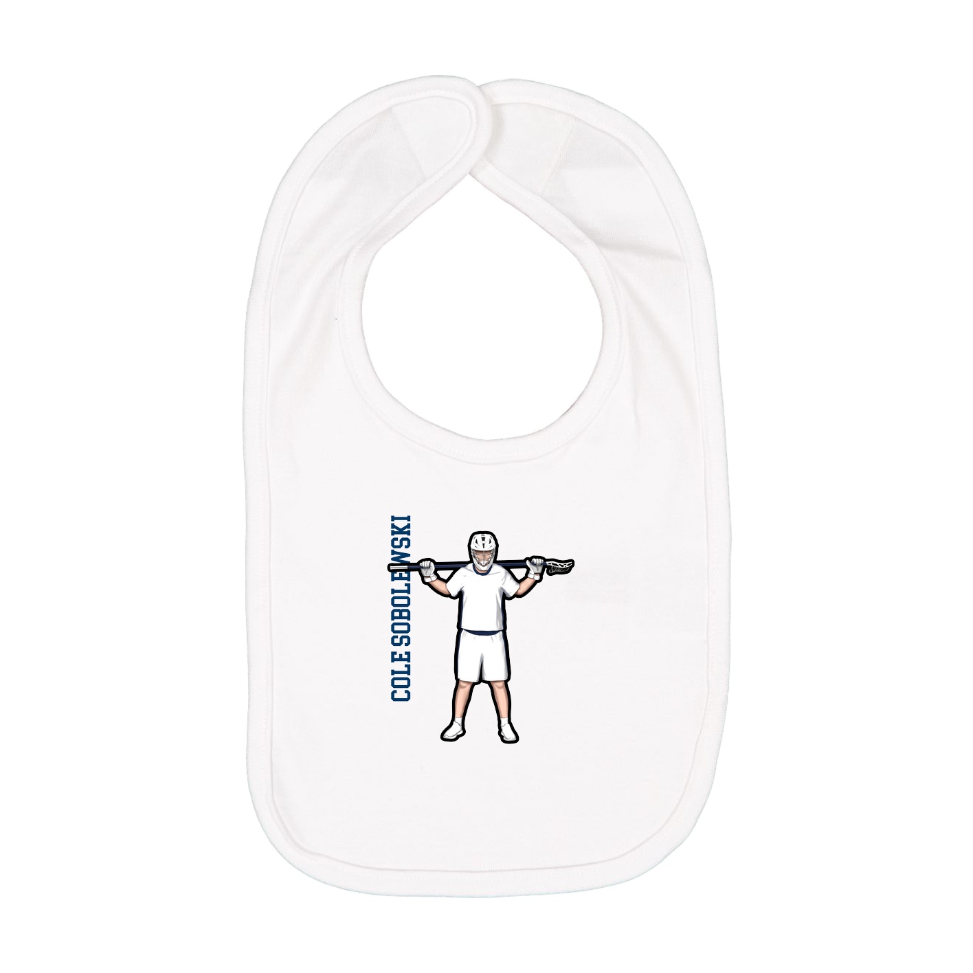 Infant Bib — Name Vertical in White