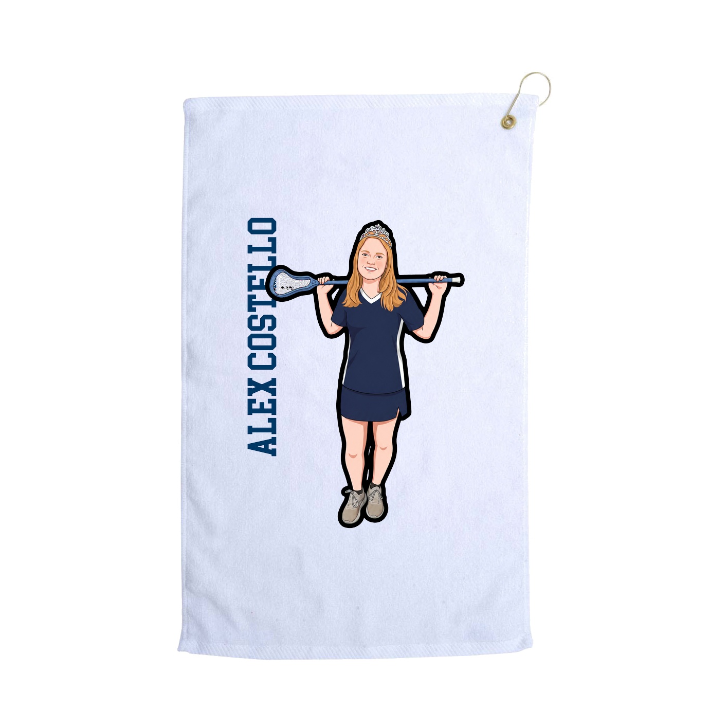 Golf Towel — Name Vertical in White