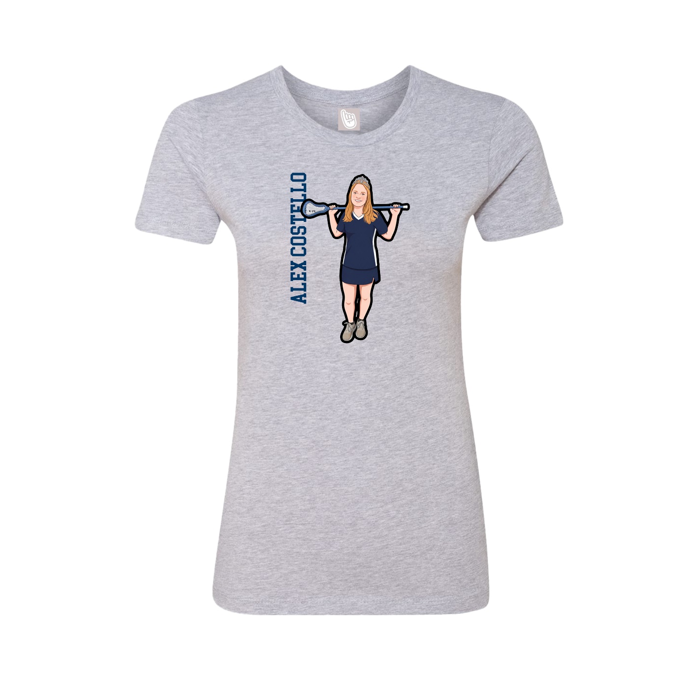 Fitted Women's Tee — Name Vertical in Grey